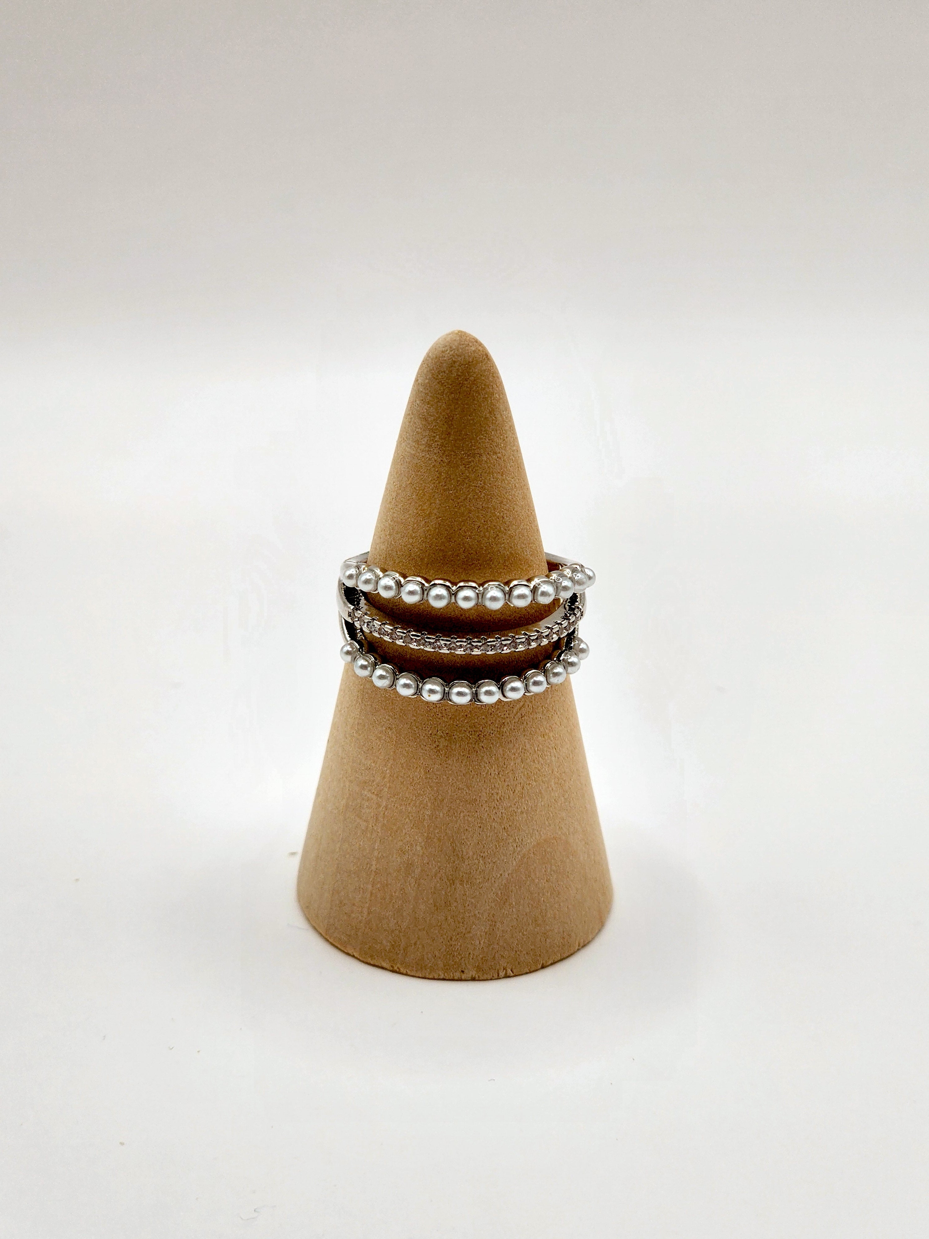 Adjustable Triple Pearl Ring