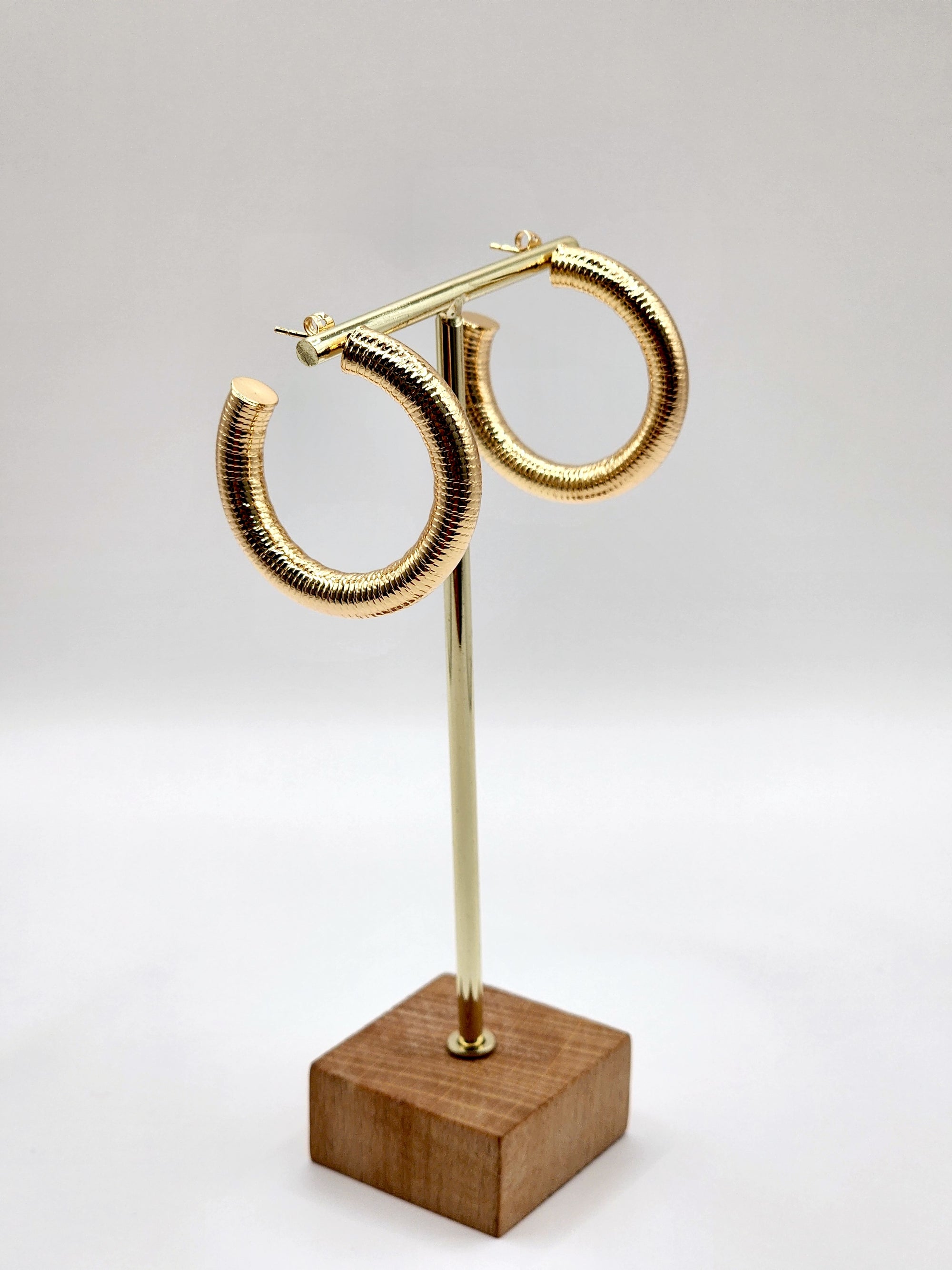 Big Golden Textured Hoops