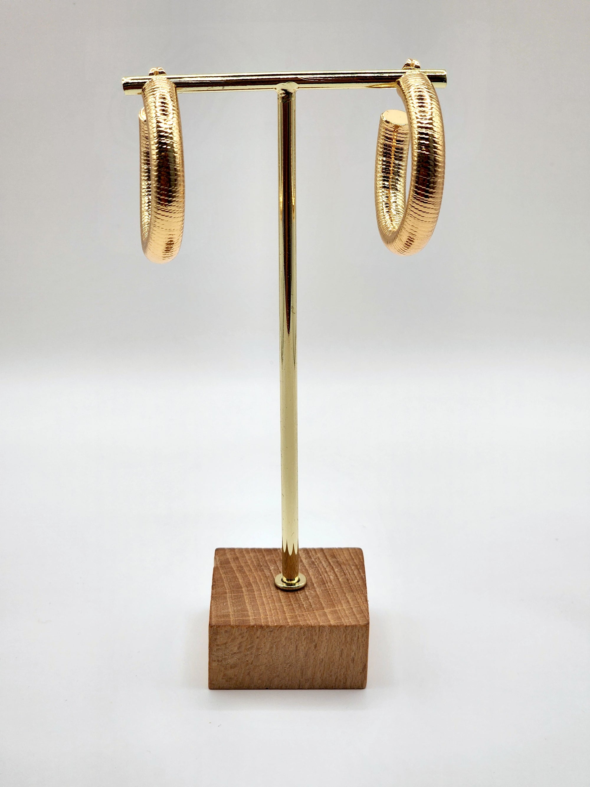 Big Golden Textured Hoops