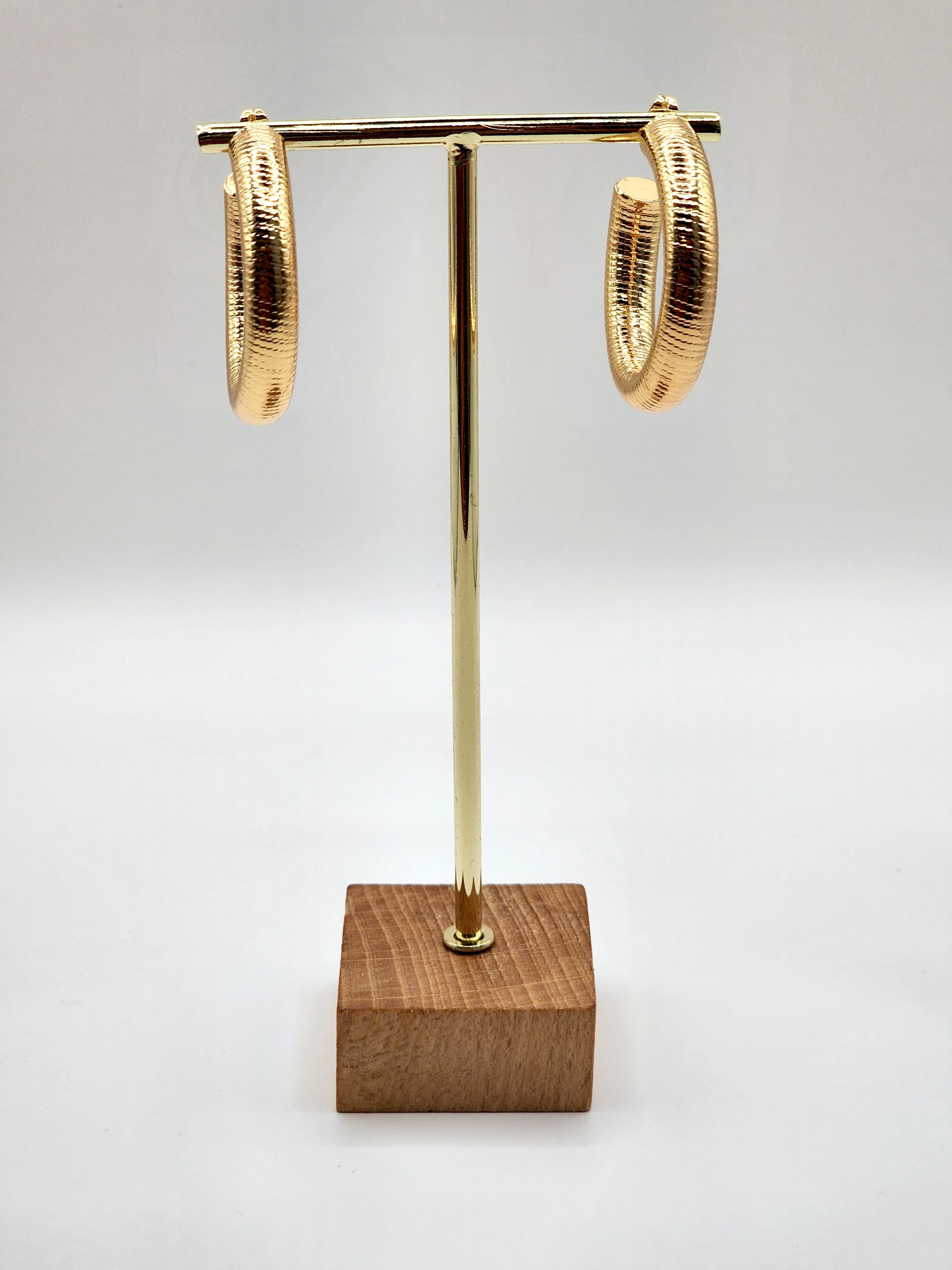 Big Golden Textured Hoops