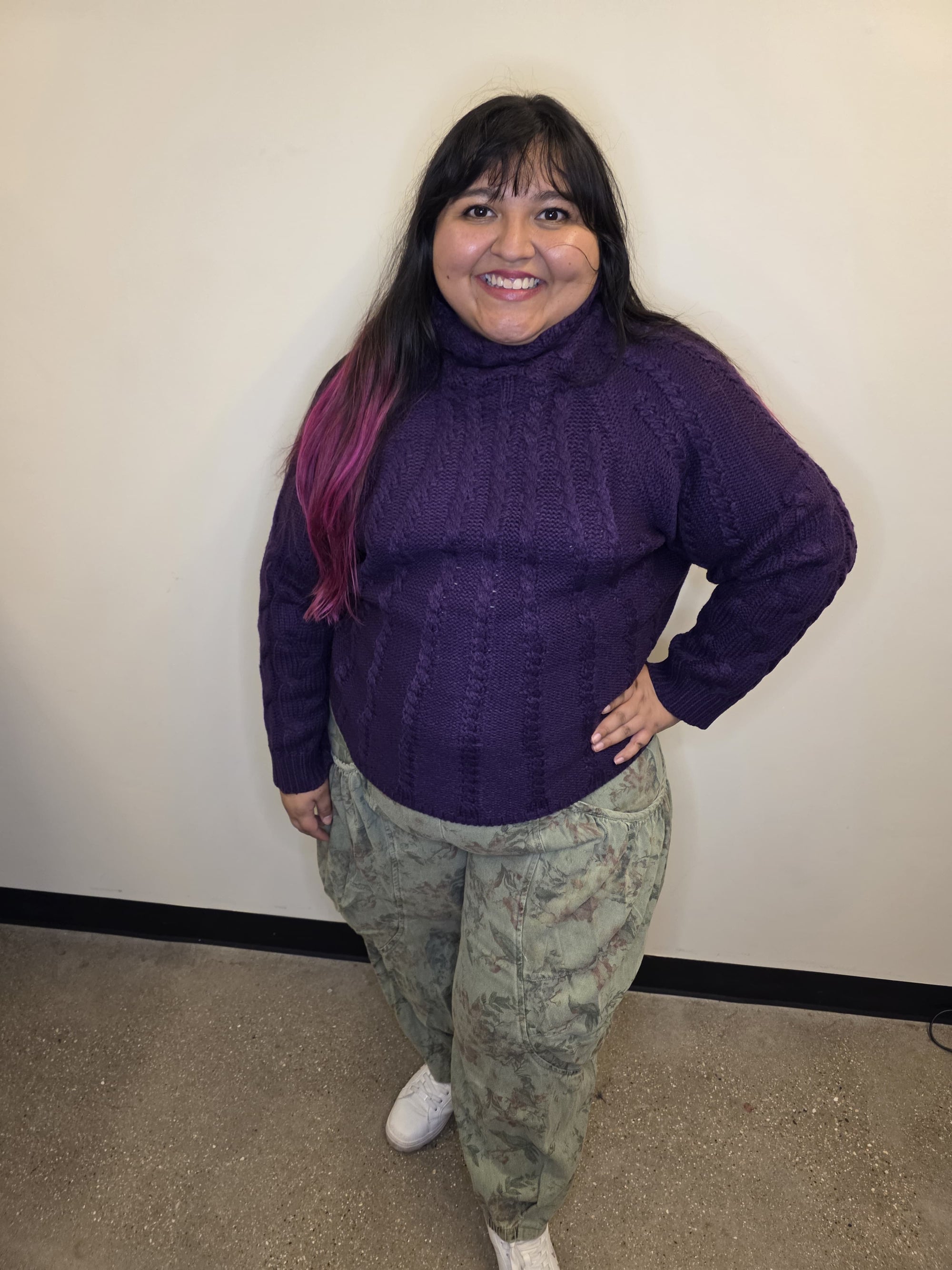 Cable Knit Turtleneck Knit Texture Sweater