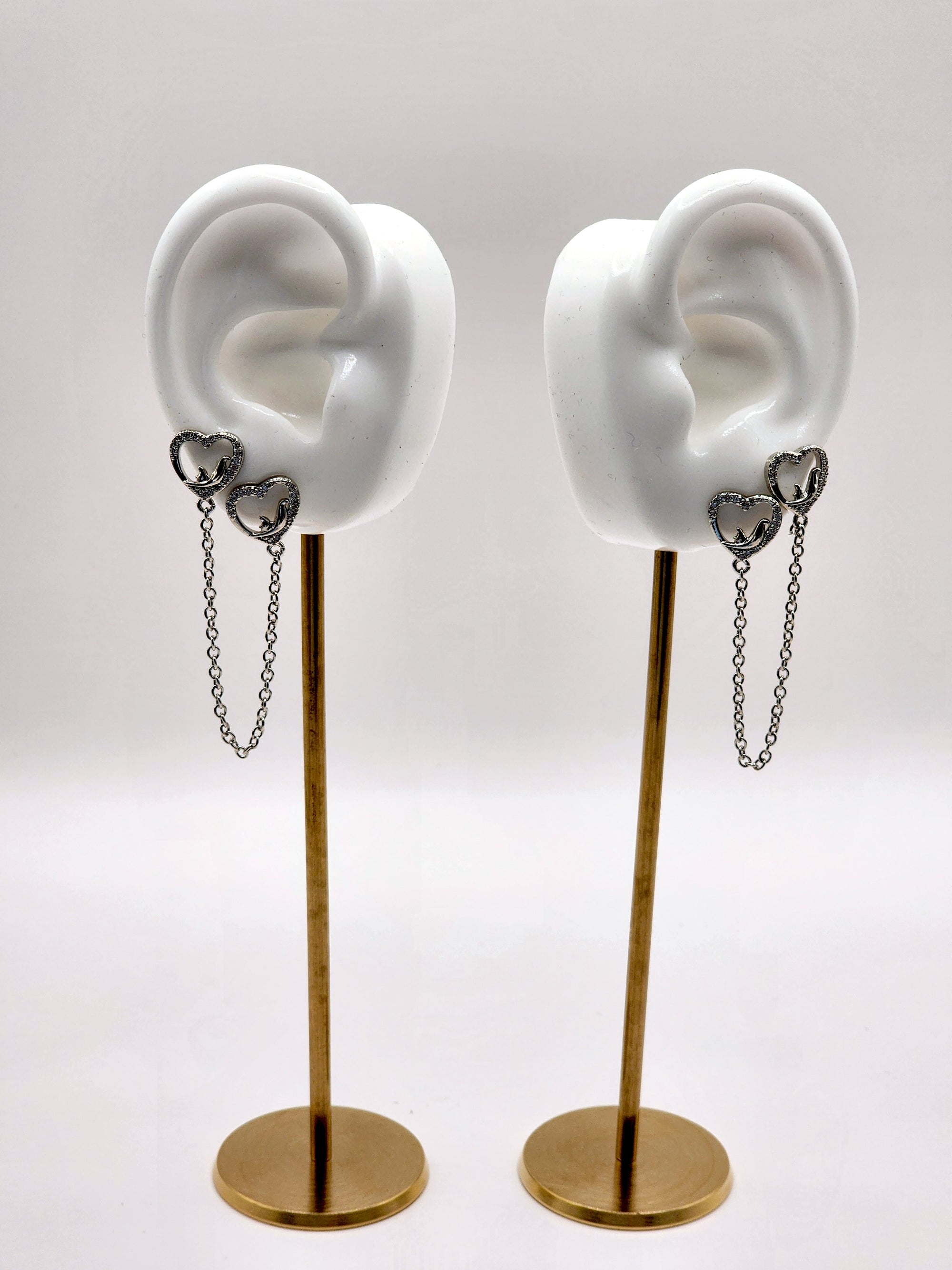 Double Lobe Heart Earrings