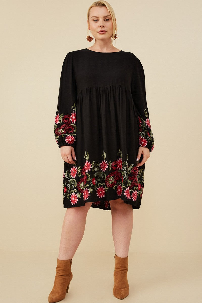 Embroidered Long Sleeve Dress
