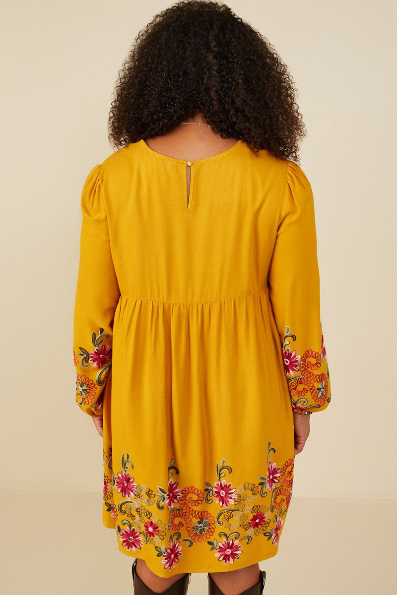 Embroidered Long Sleeve Dress