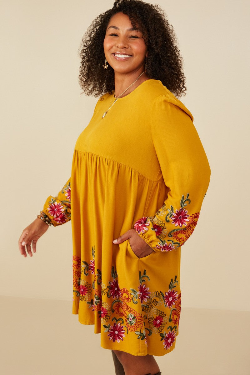 Embroidered Long Sleeve Dress