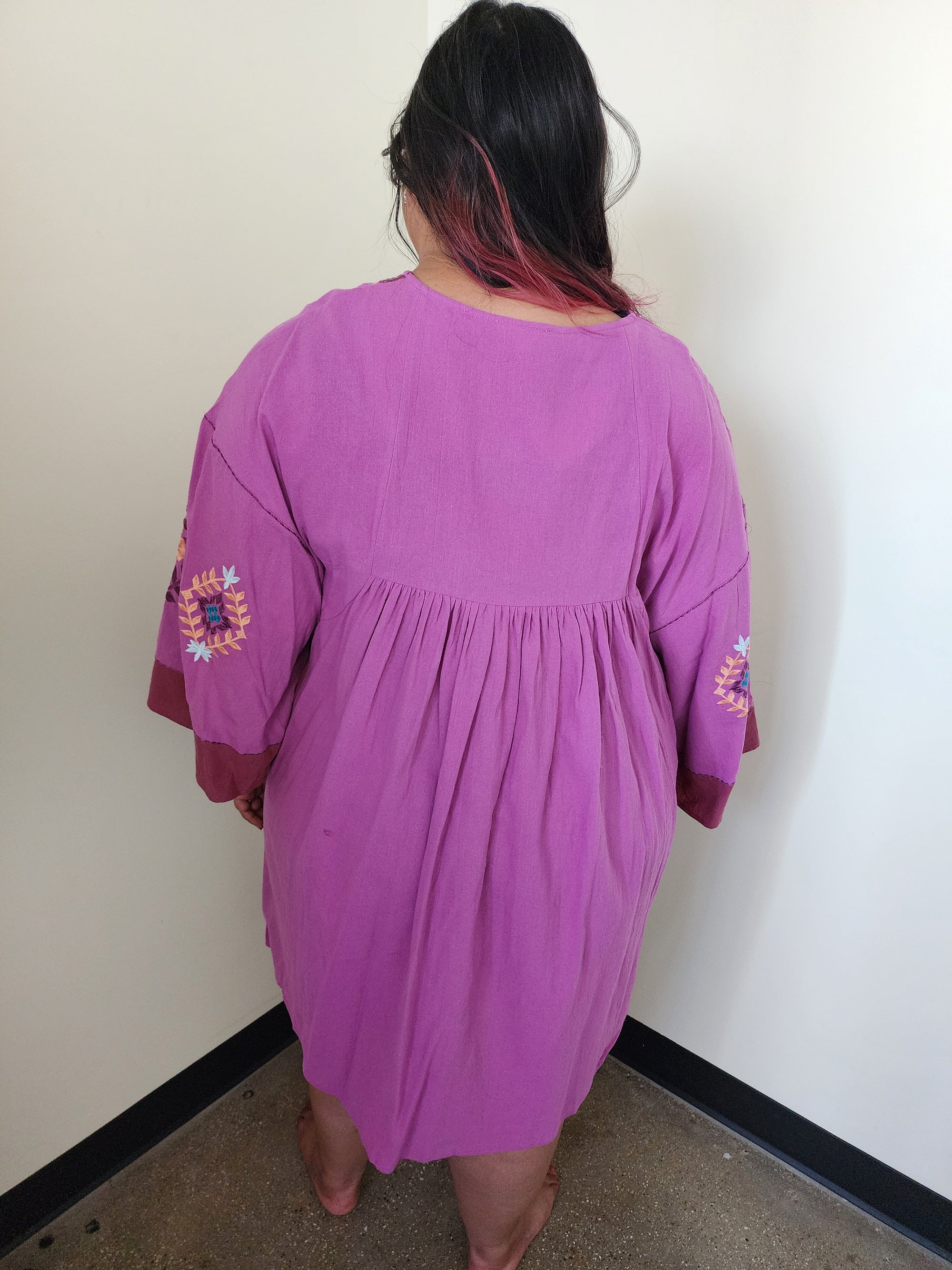Embroidered Poly Linen Woven Dress