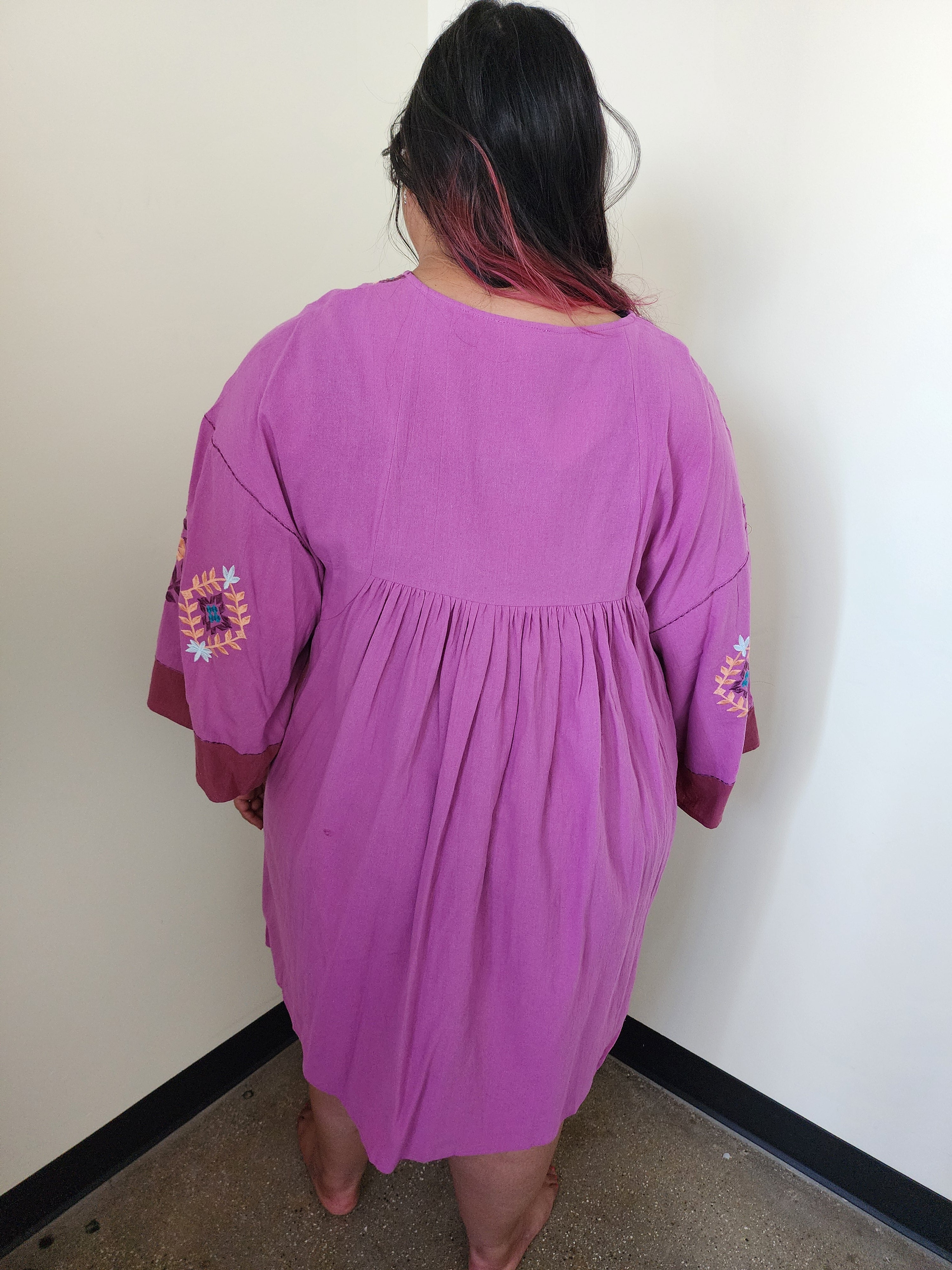 Embroidered Poly Linen Woven Dress