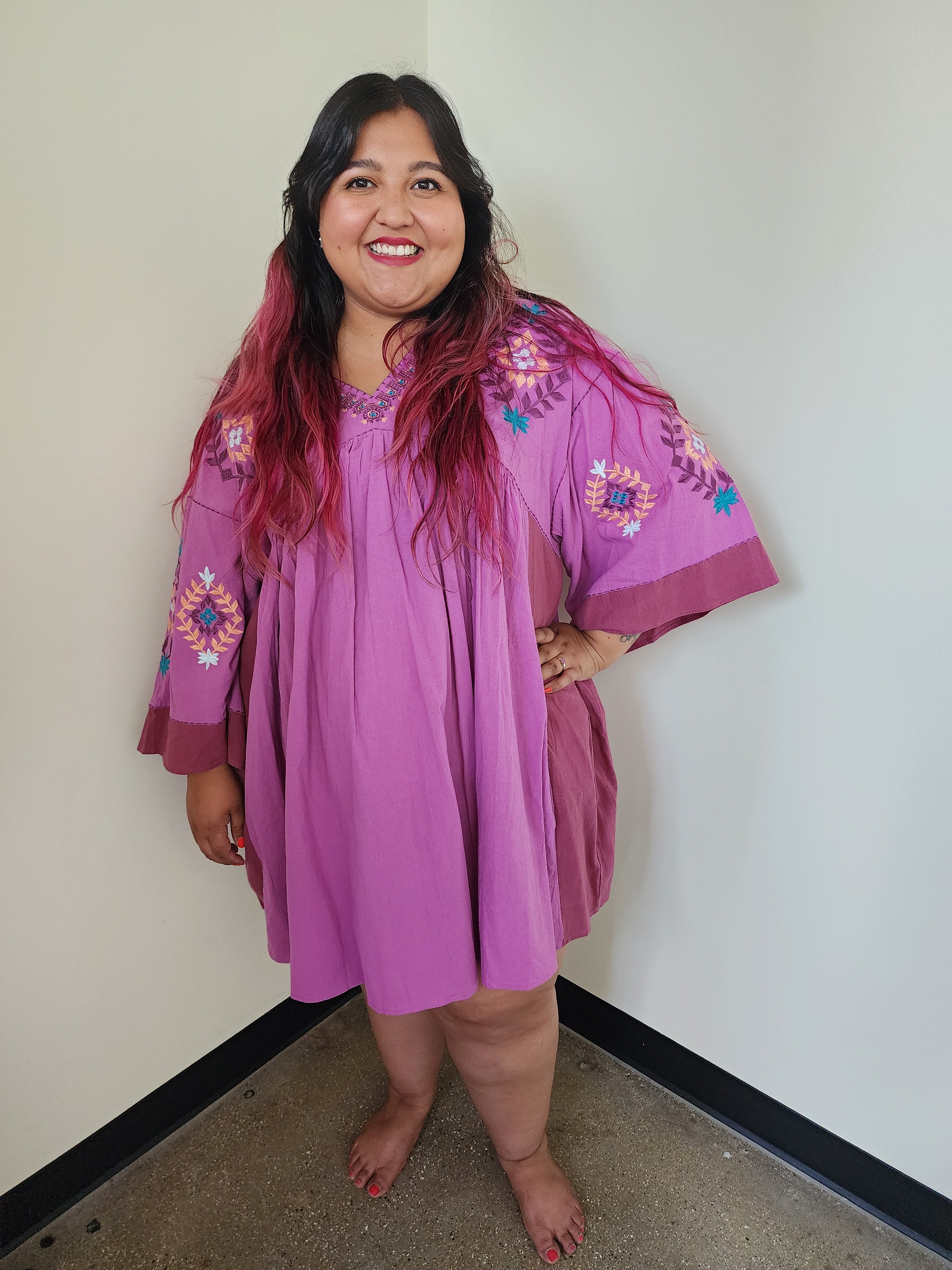 Embroidered Poly Linen Woven Dress