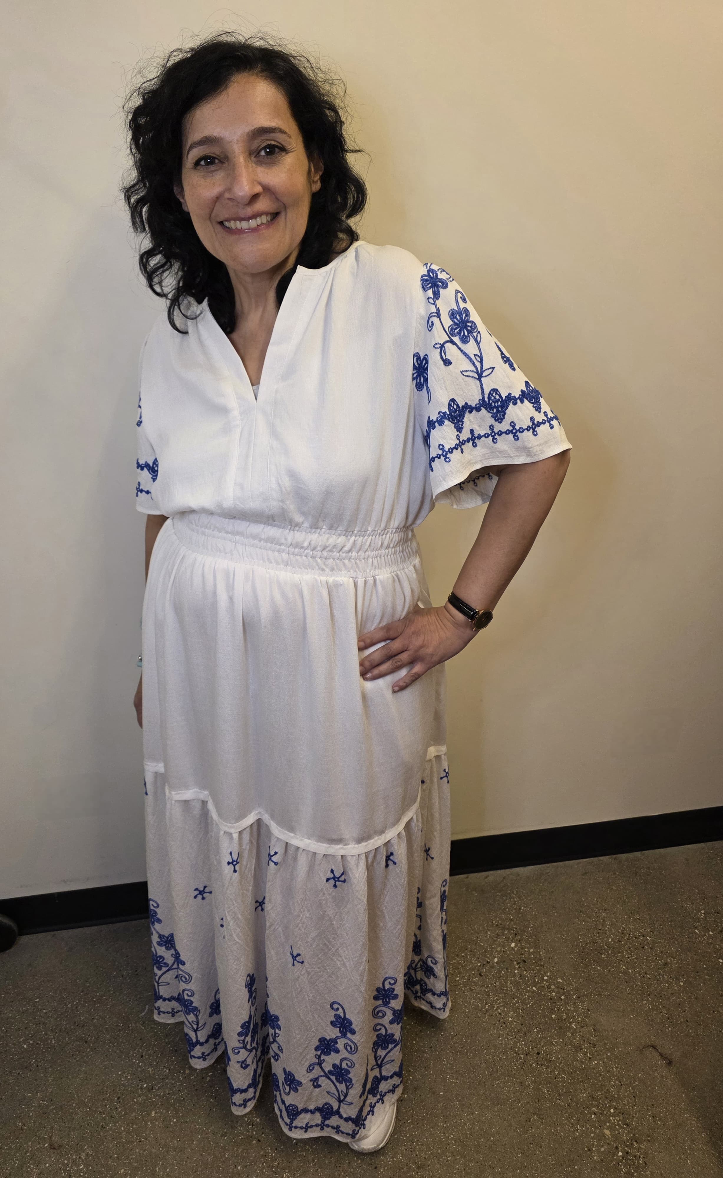 Embroidered Short Sleeve Maxi Dress