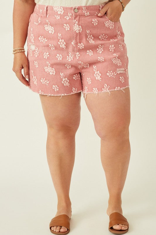 Floral Denim Shorts