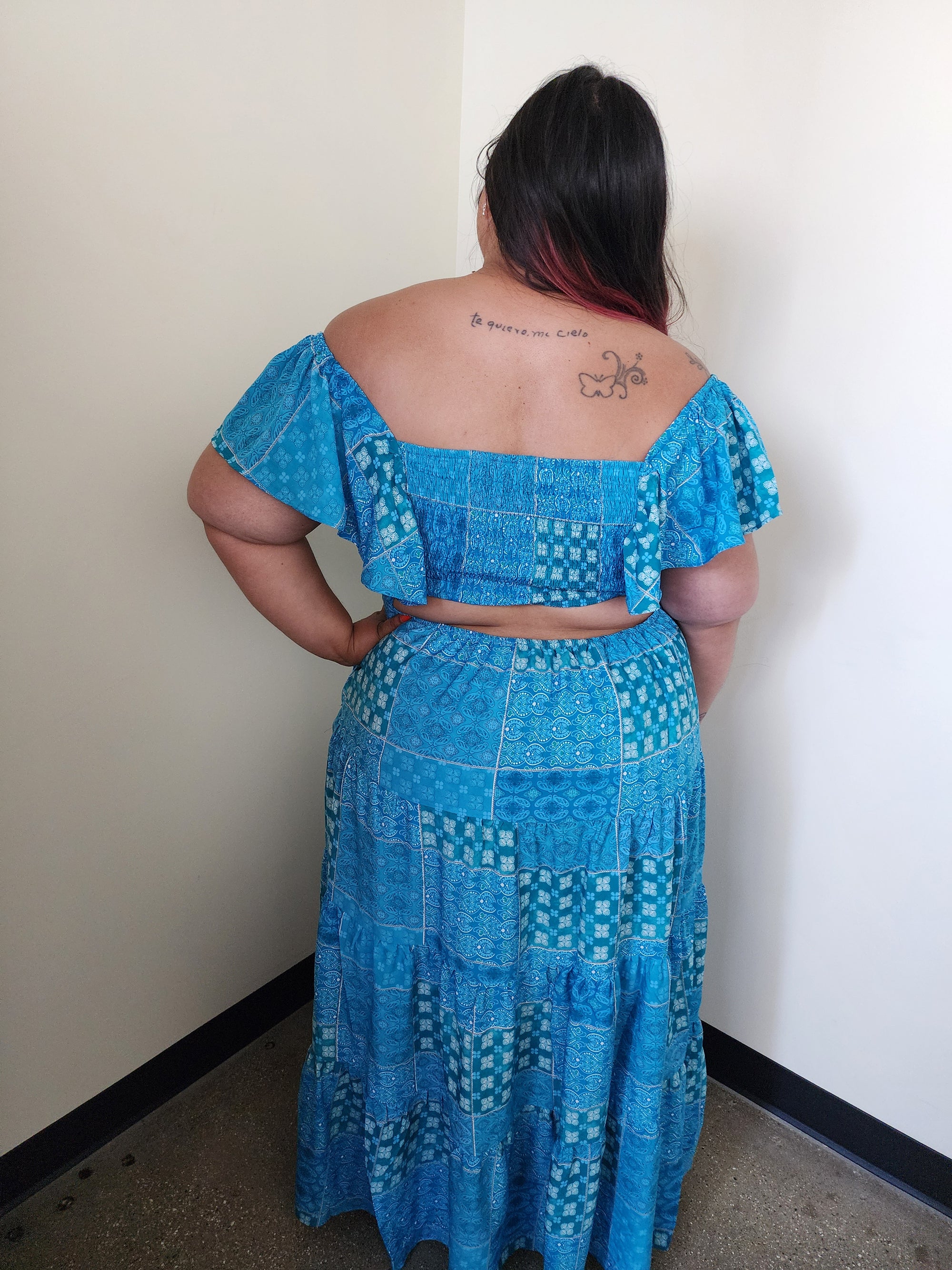 Floral Flutter Short Sleeve Open Back Dress