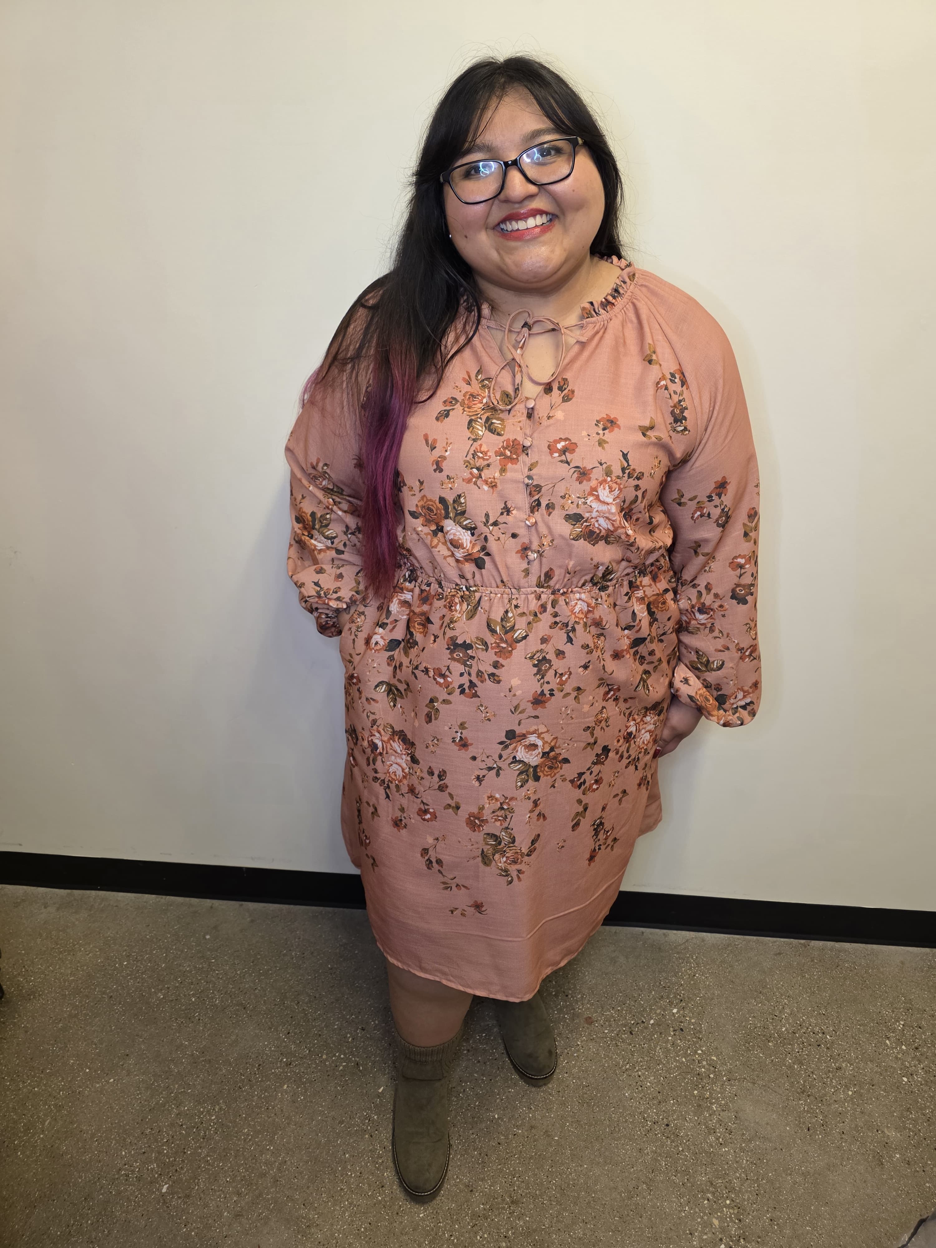 Floral Print Balloon Sleeve Mini Dress