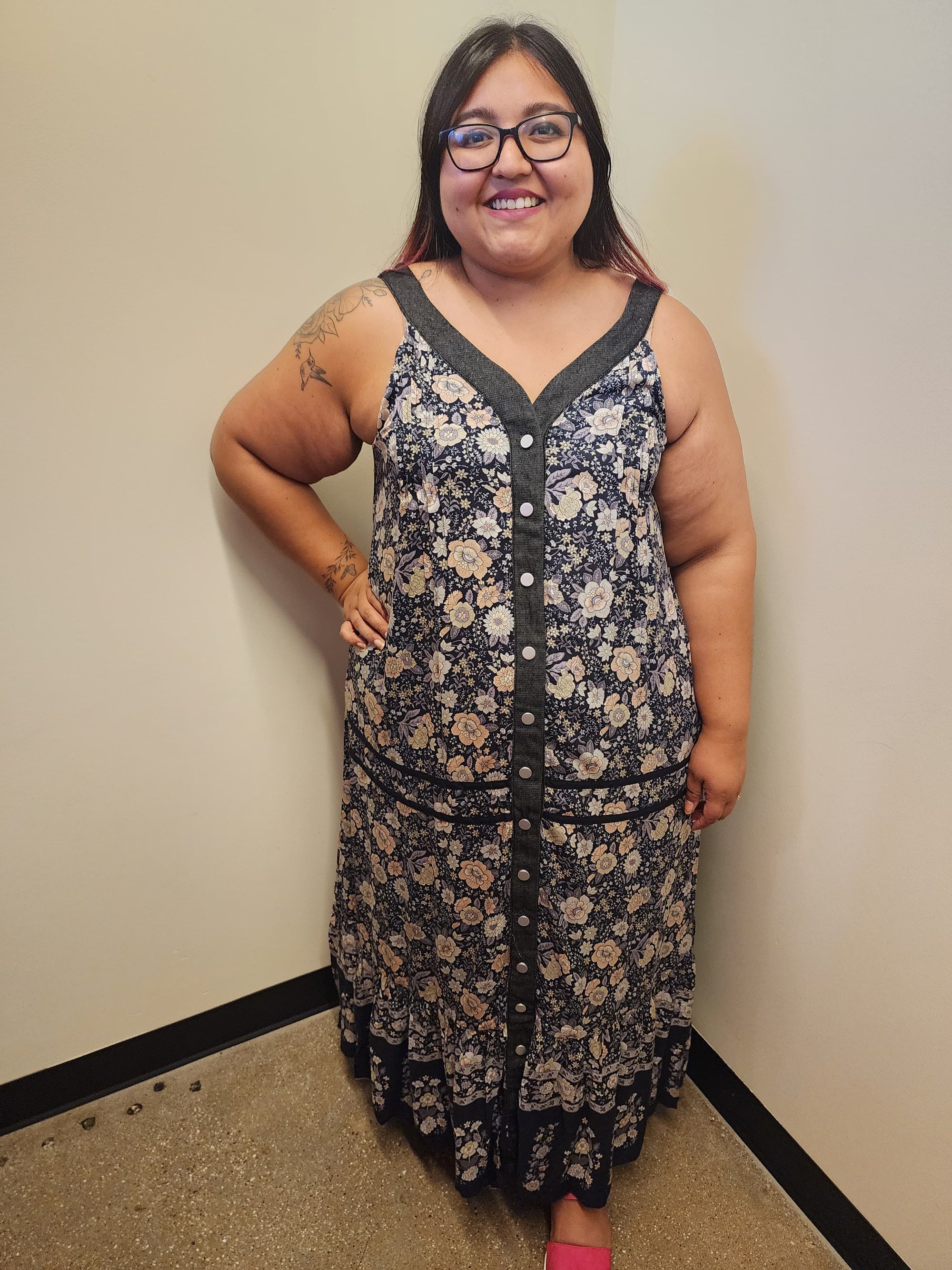 Floral V Neck Sleeveless Maxi Dress
