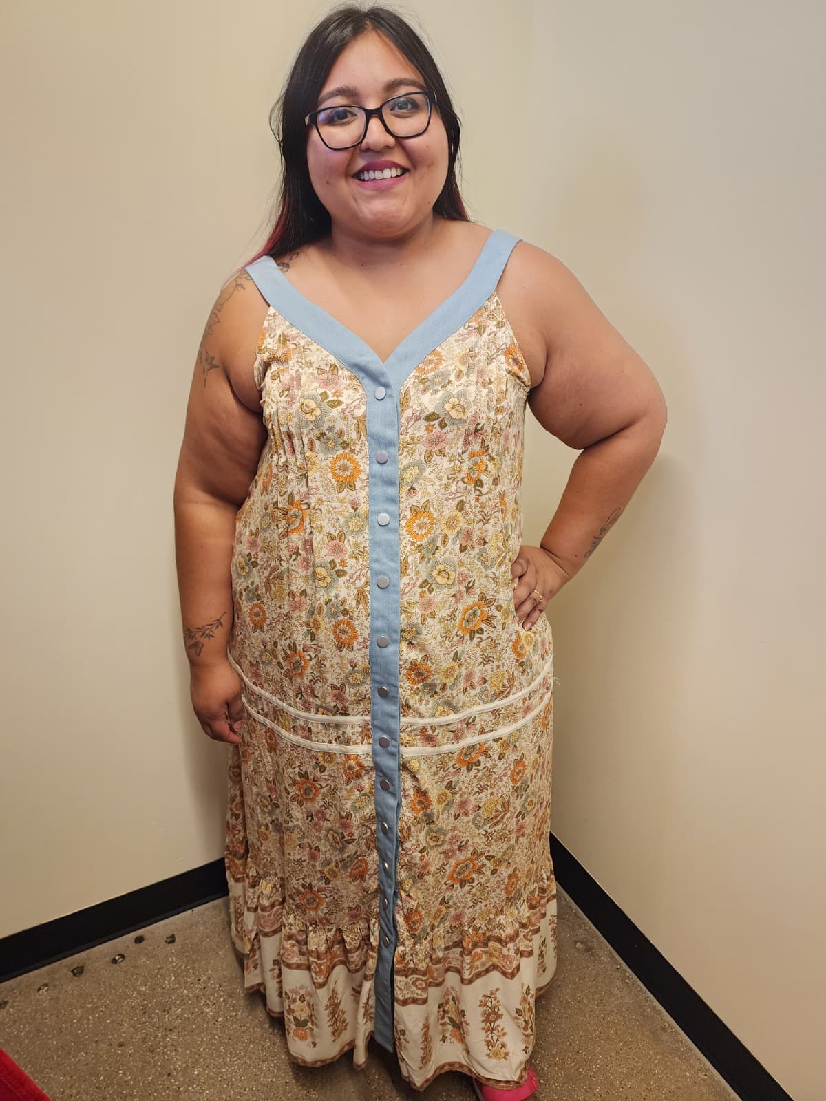 Floral V Neck Sleeveless Maxi Dress