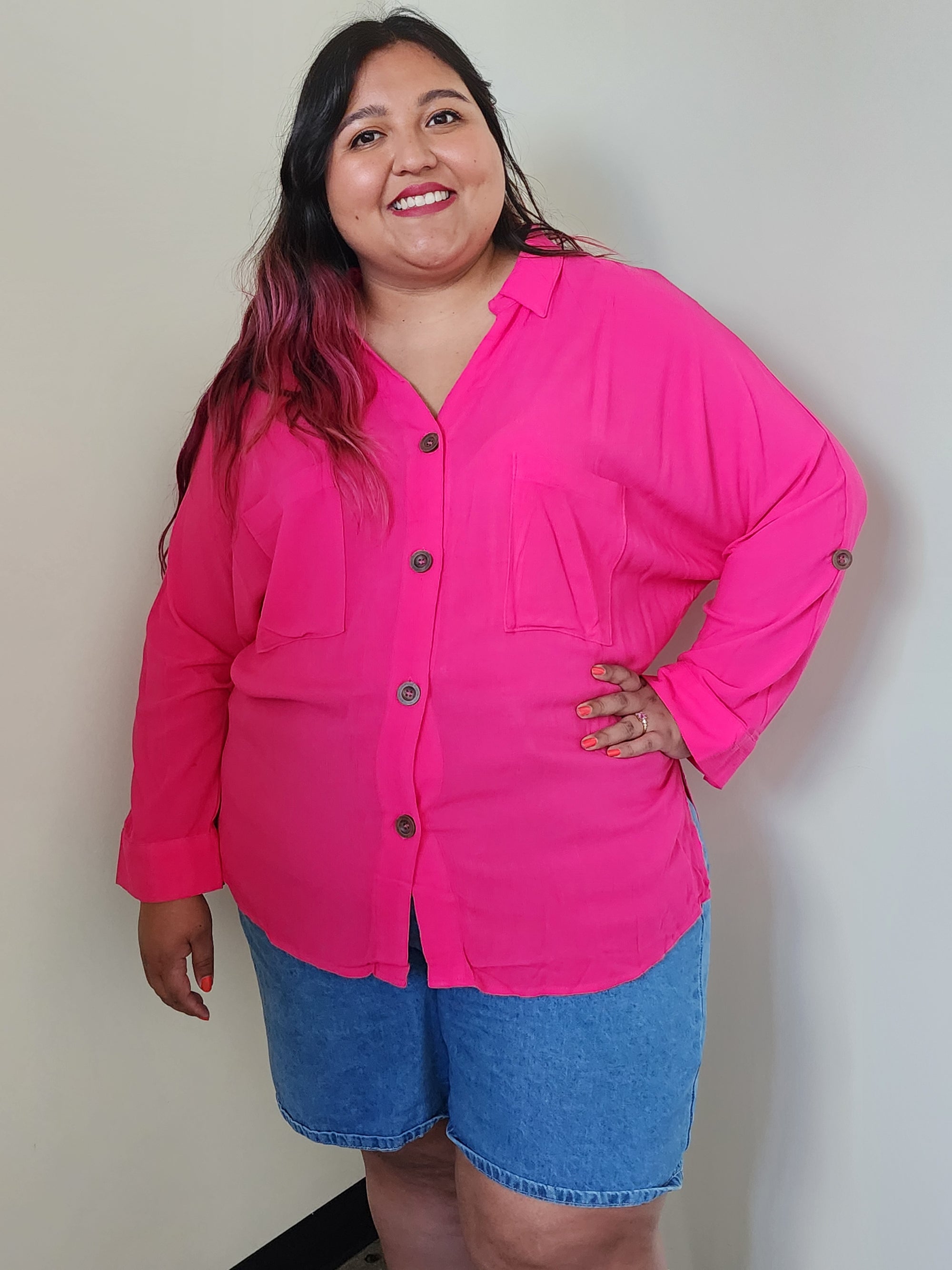 Fuchsia Loose-fit Blouse