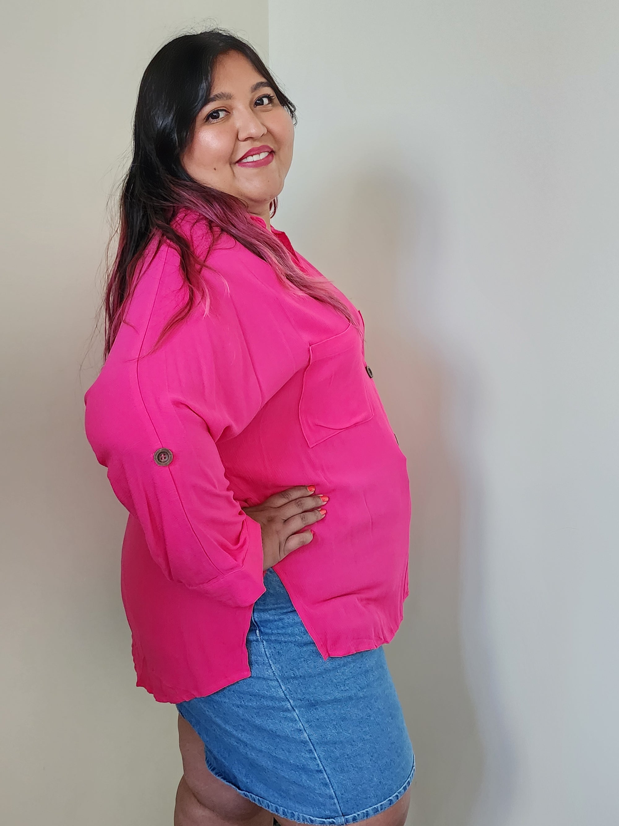 Fuchsia Loose-fit Blouse