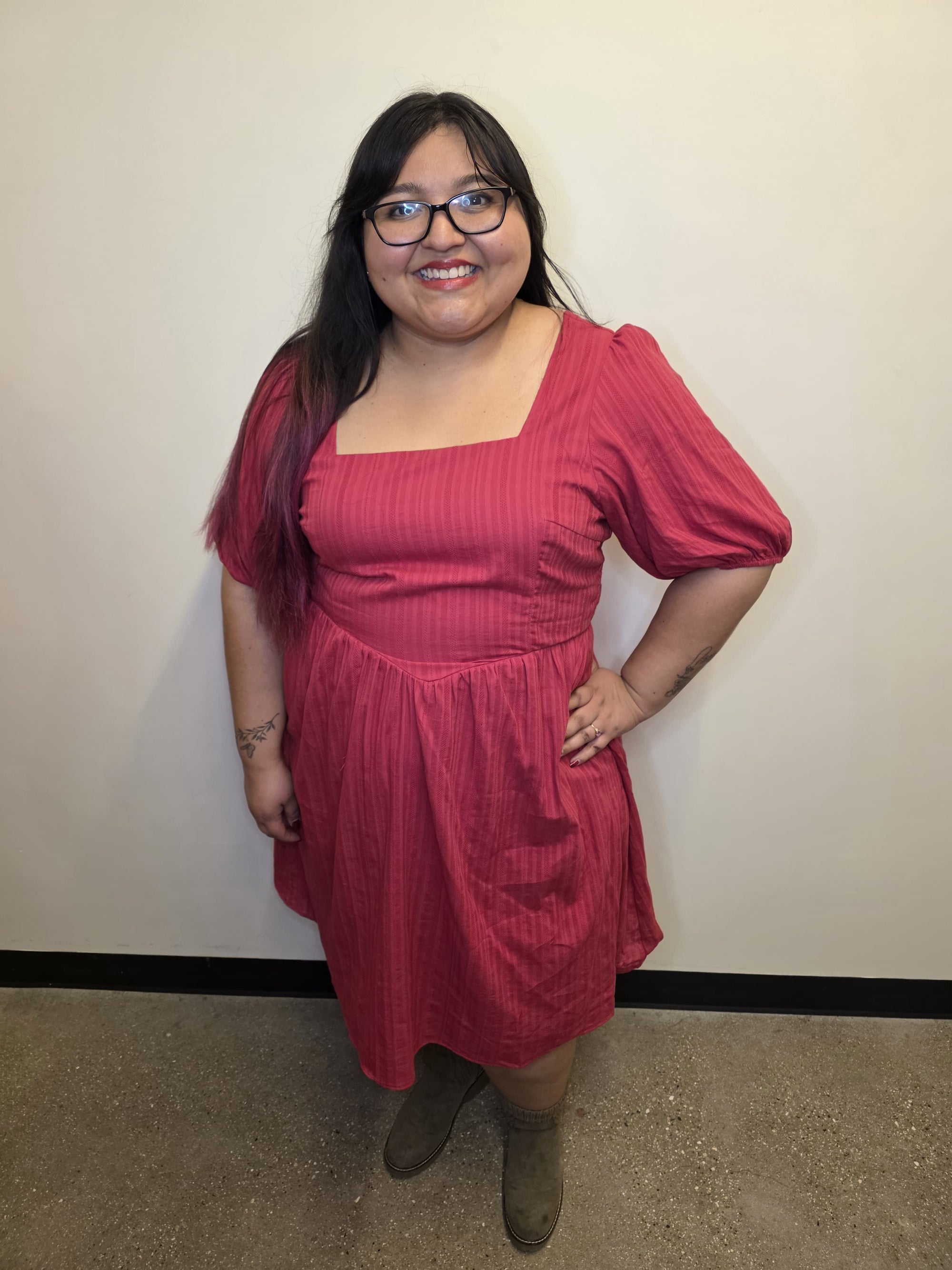 Jacquard Square Neck Dress