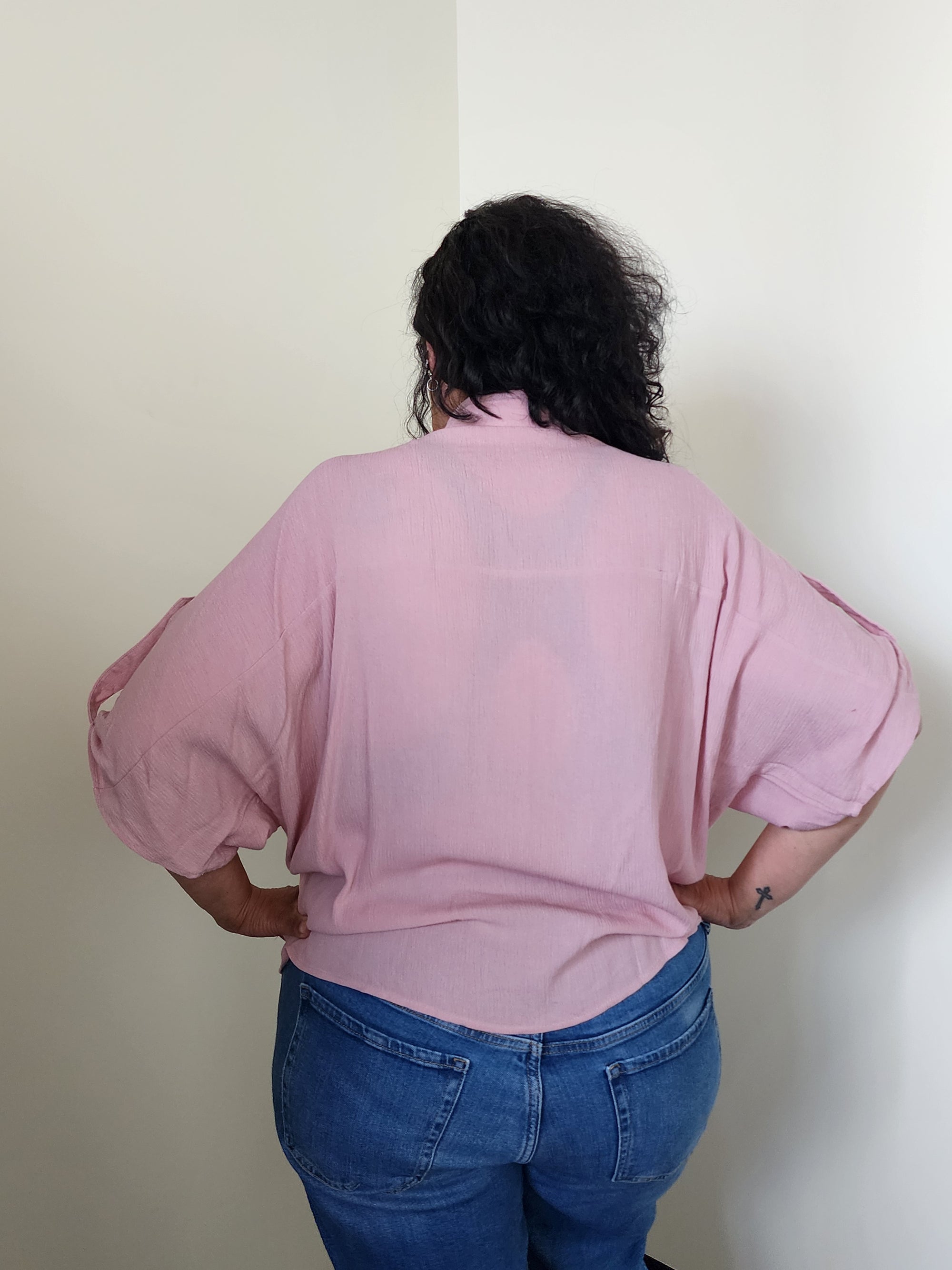 Mauve Loose Fit Button-up Blouse