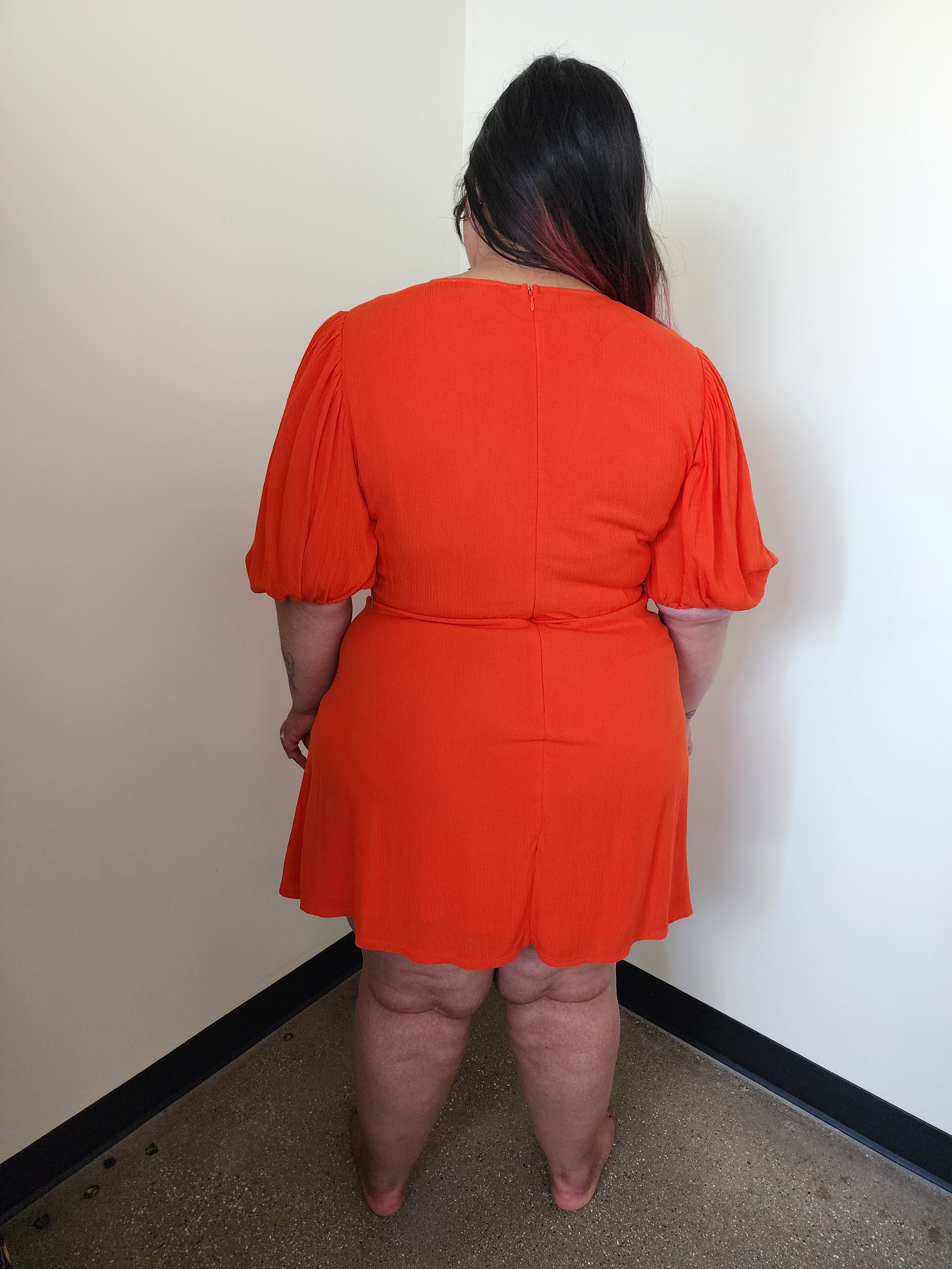 Orange Front Tie Mini Dress