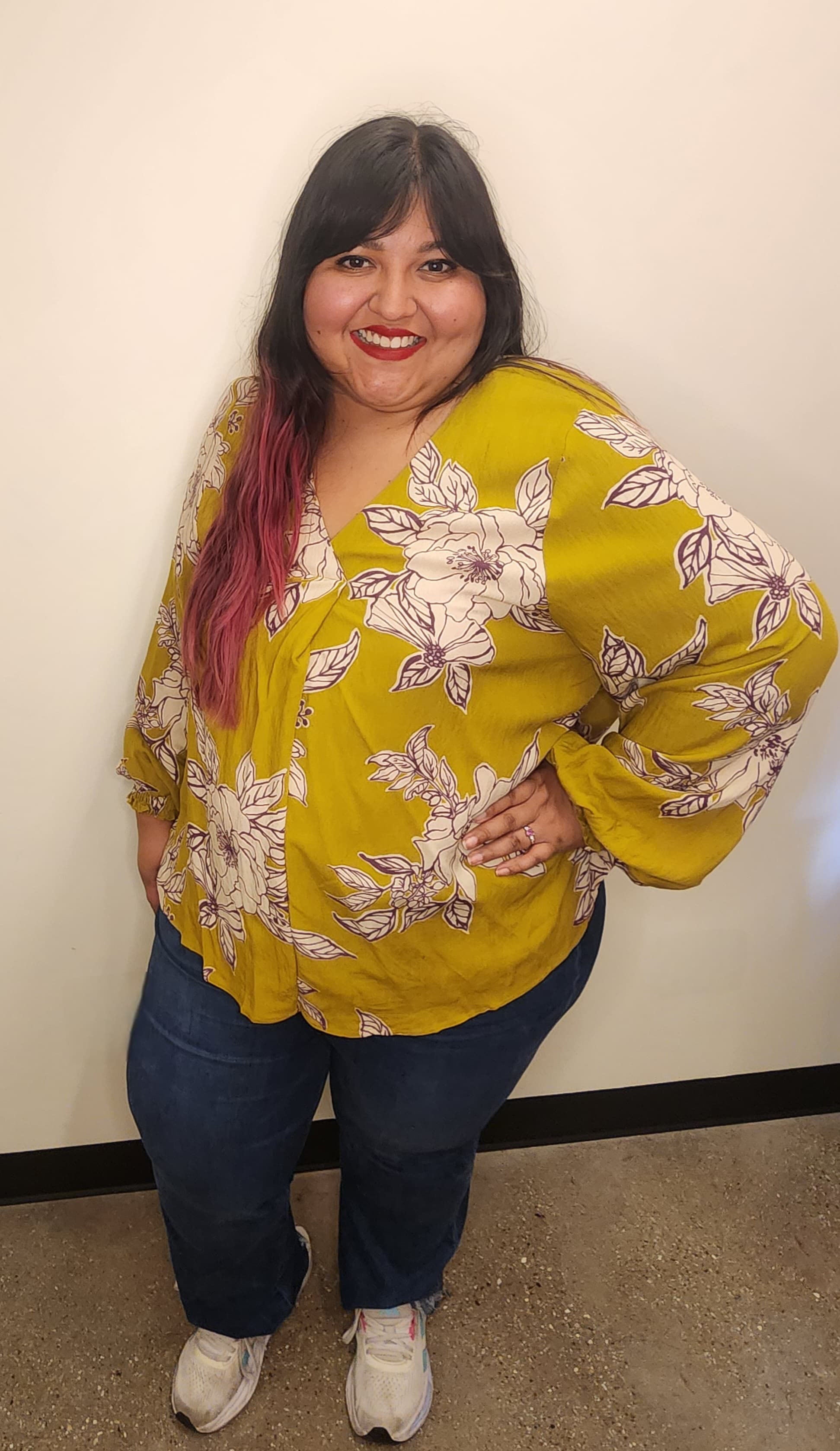 Printed V Neck Loose Fit Top