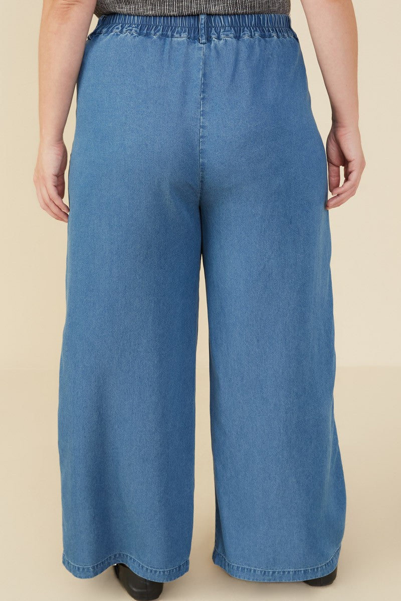 Pleated Detail Wide Leg Tencel Pants