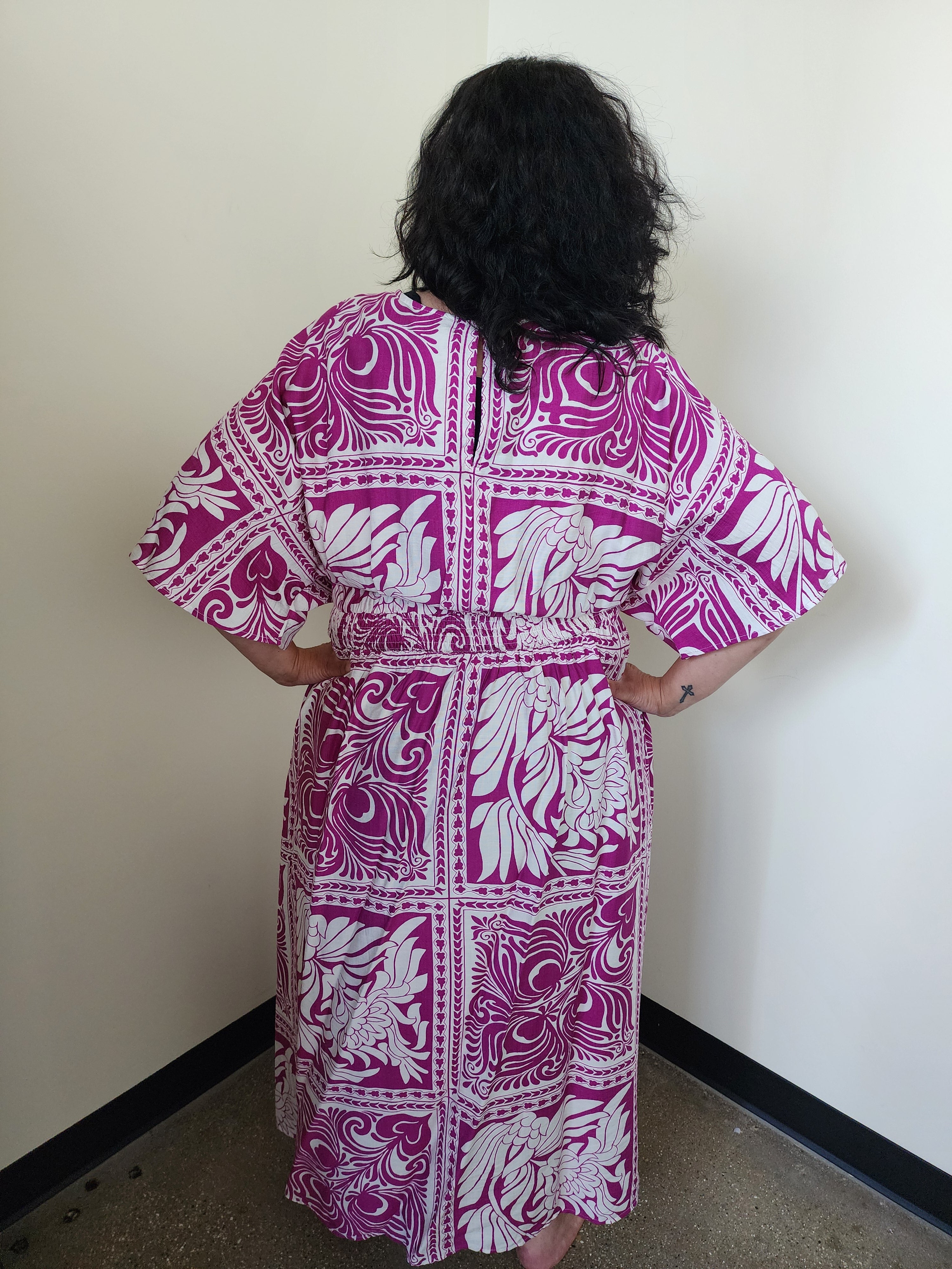Printed V-neck Boho Midi Dress