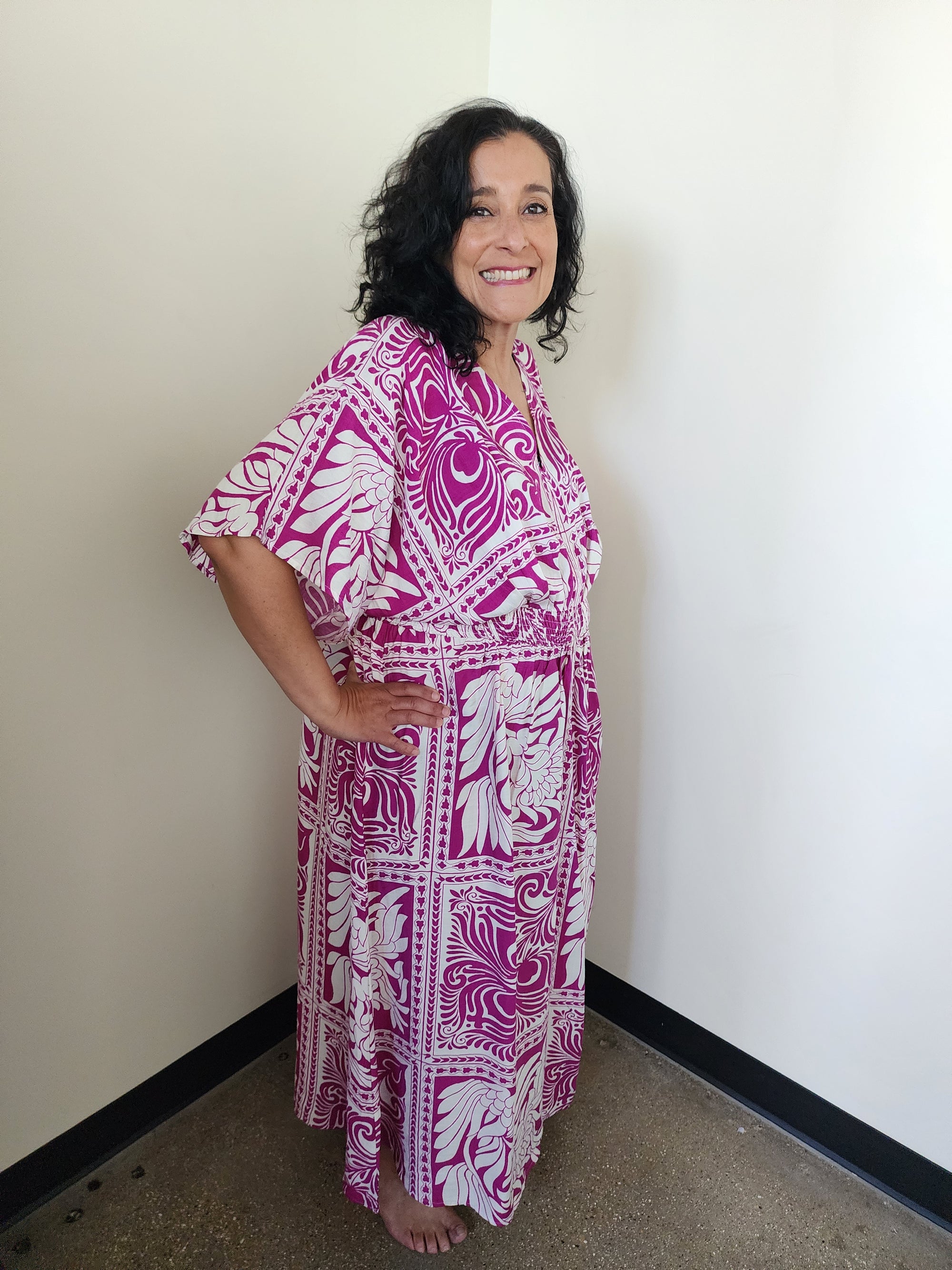 Printed V-neck Boho Midi Dress