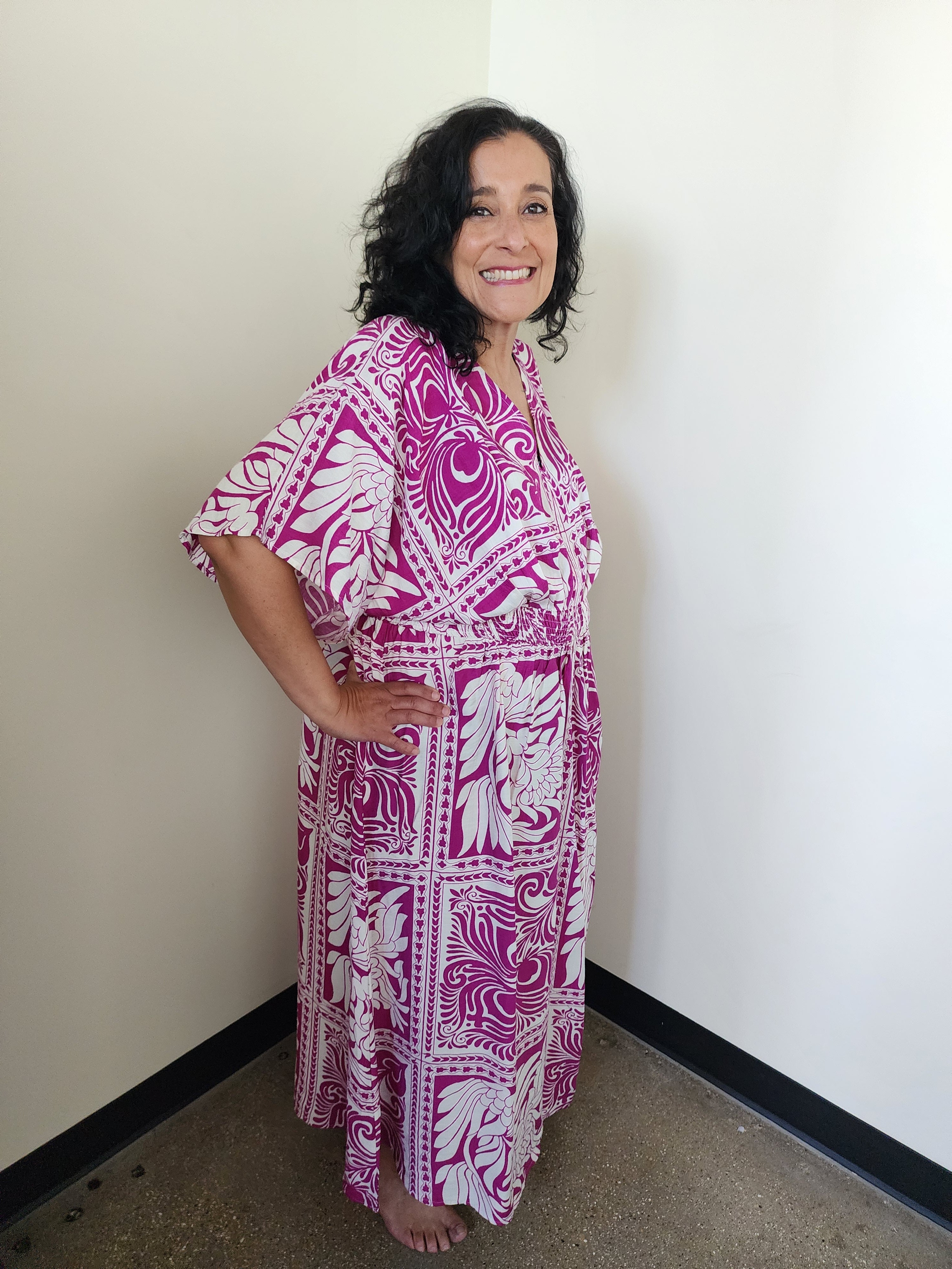 Printed V-neck Boho Midi Dress