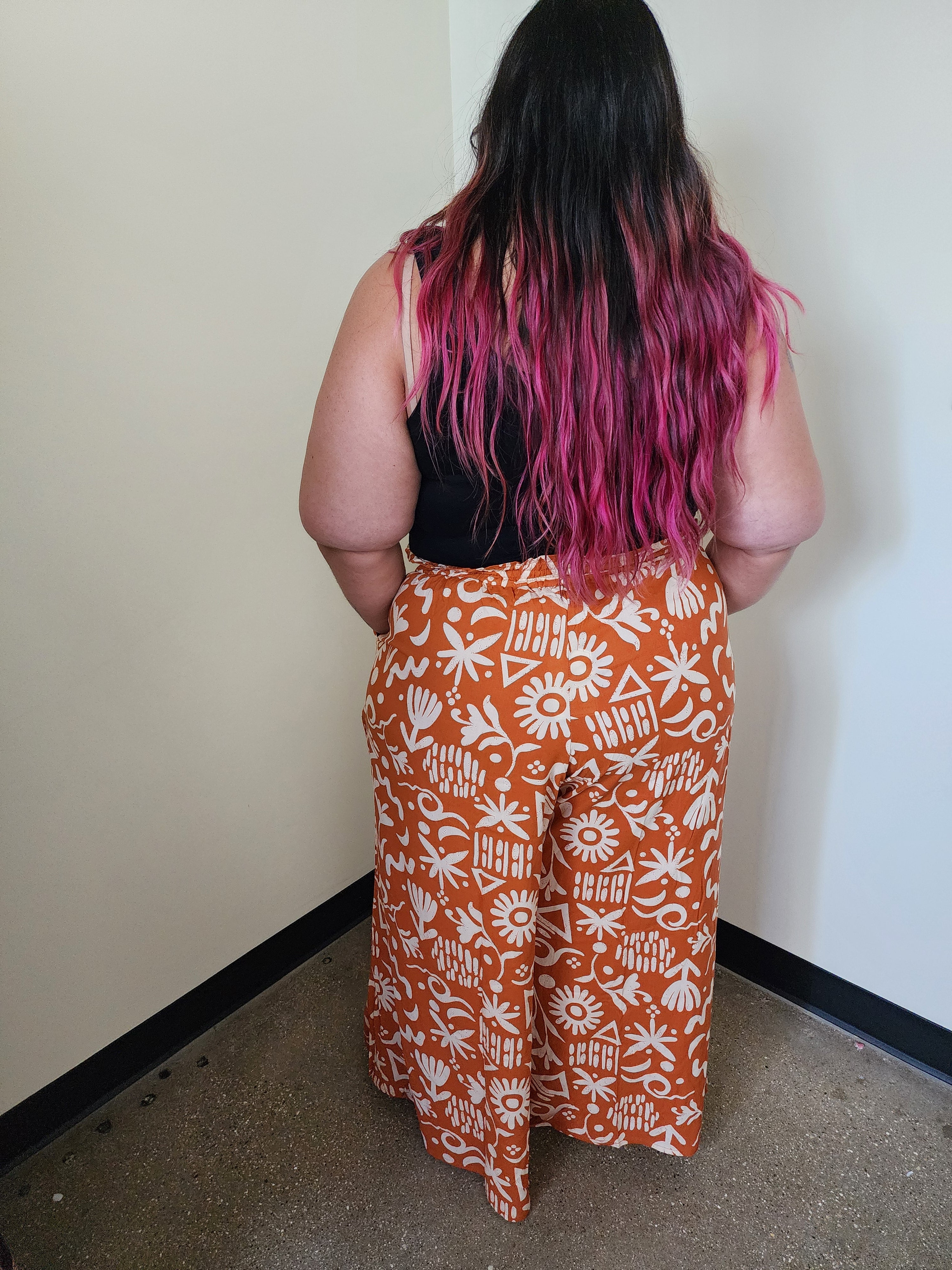 Printed Wide Leg Long Pants