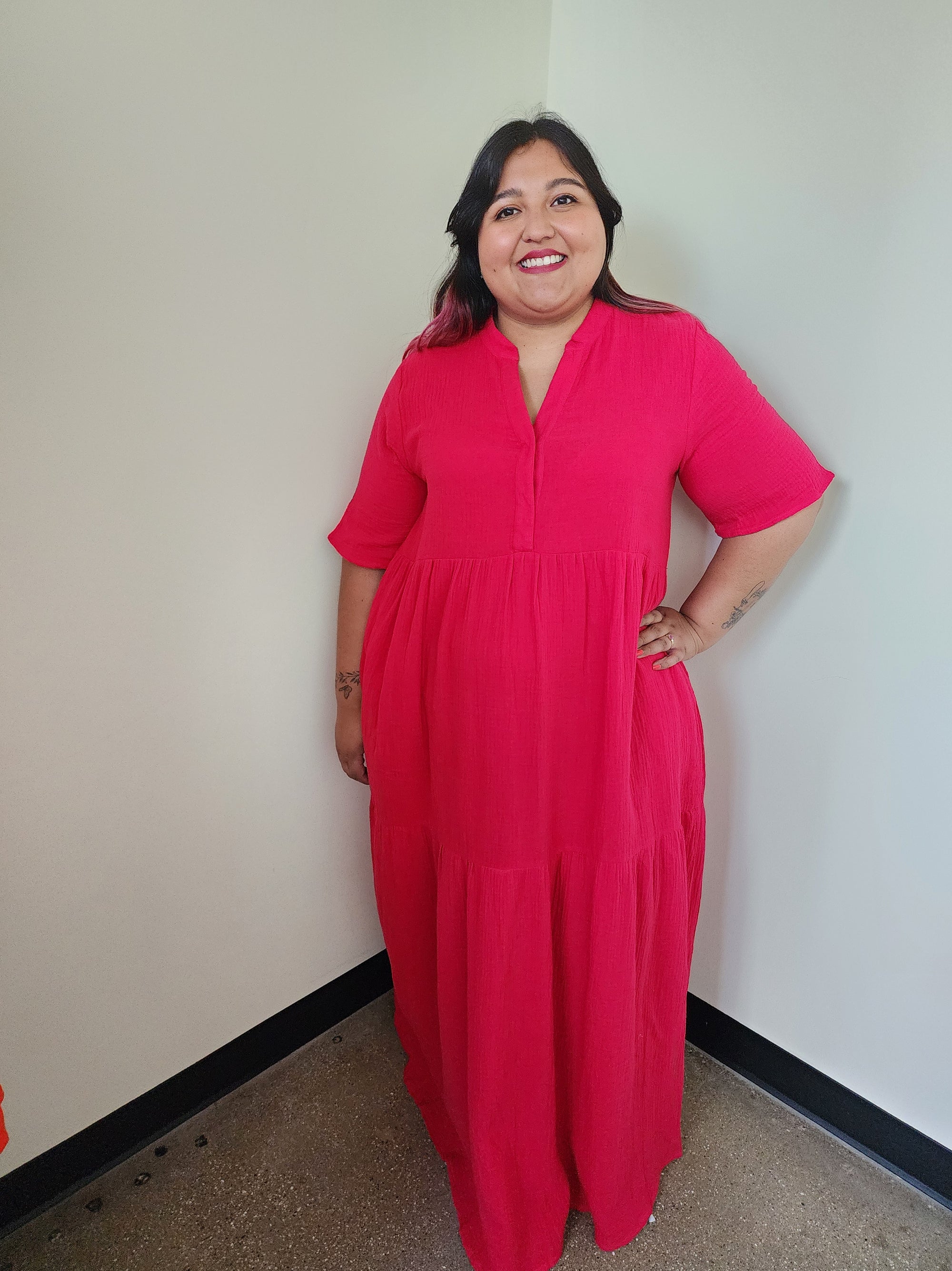 Red Flowy Maxi Dress