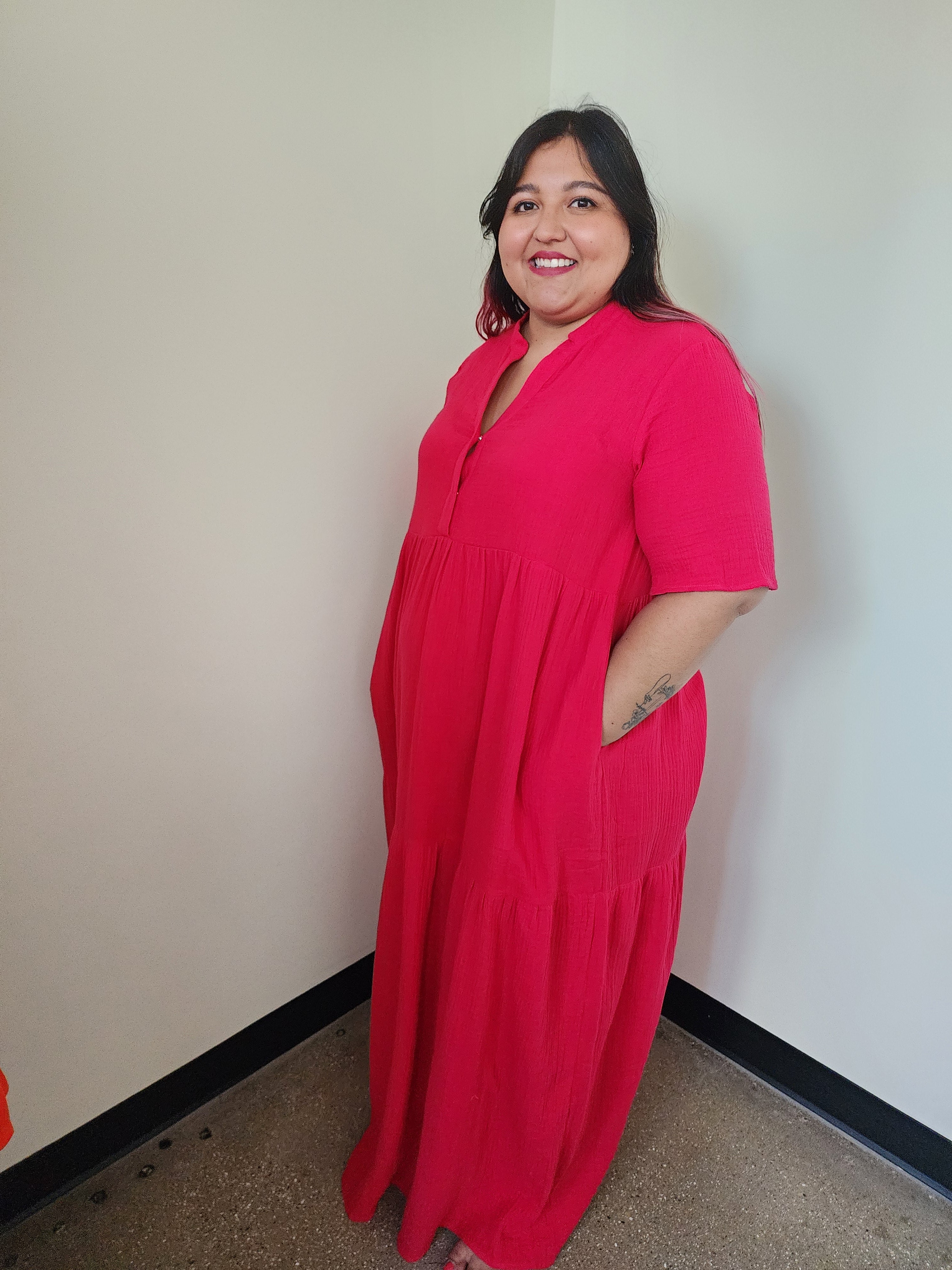 Red Flowy Maxi Dress