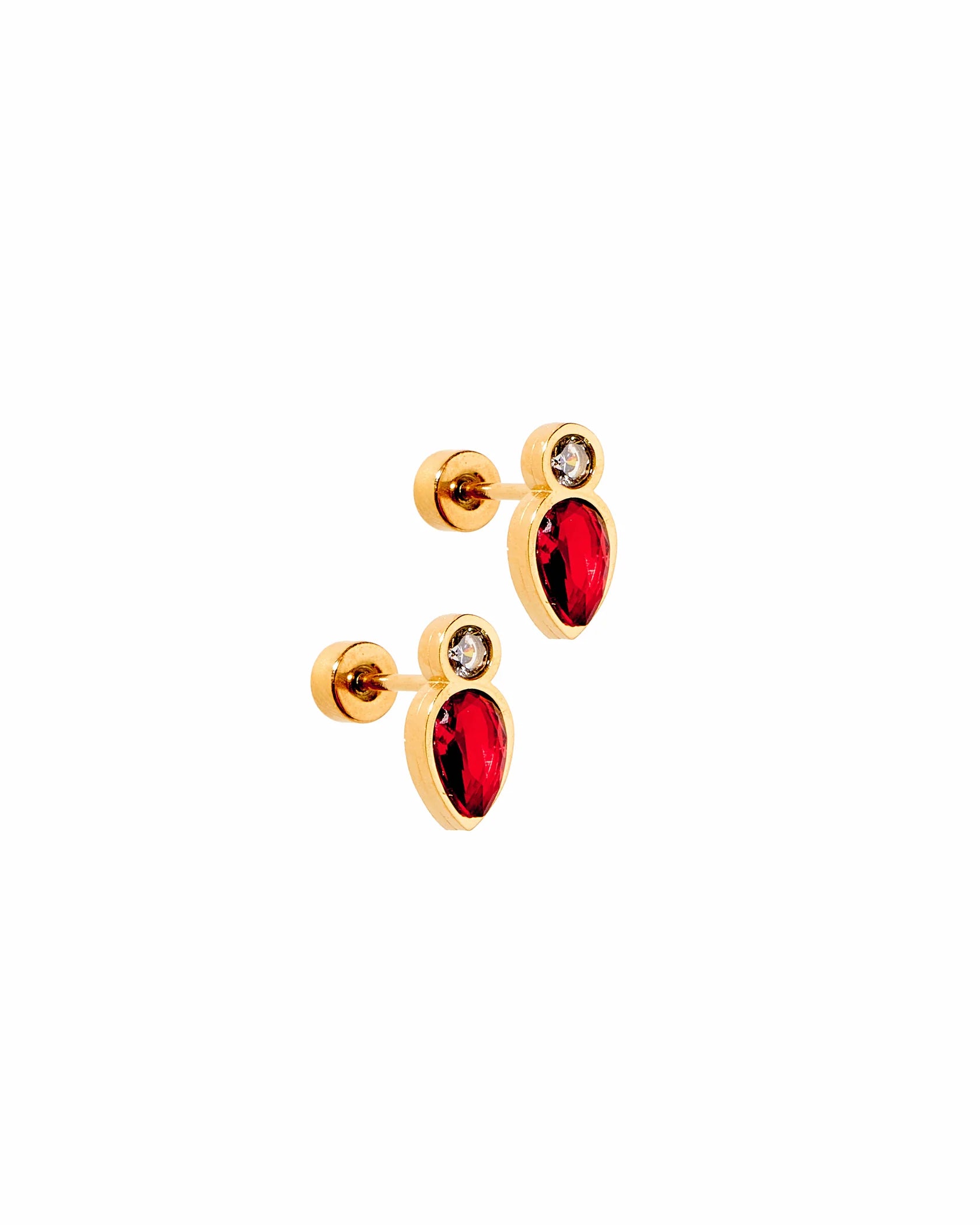 Red Screwback Stud Earrings