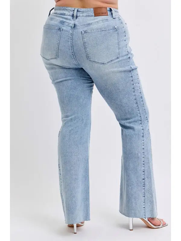 Rhinestone Detail Flare Jeans