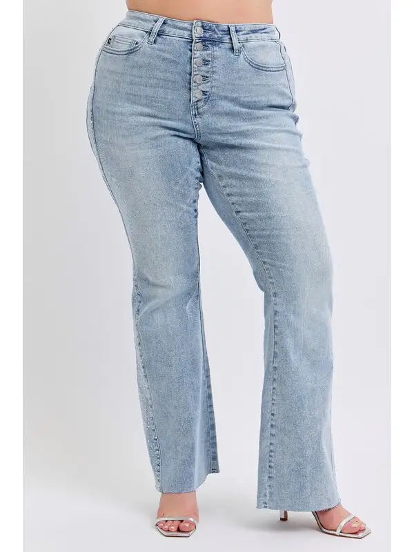 Rhinestone Detail Flare Jeans