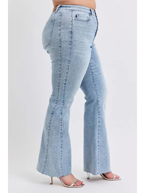 Rhinestone Detail Flare Jeans