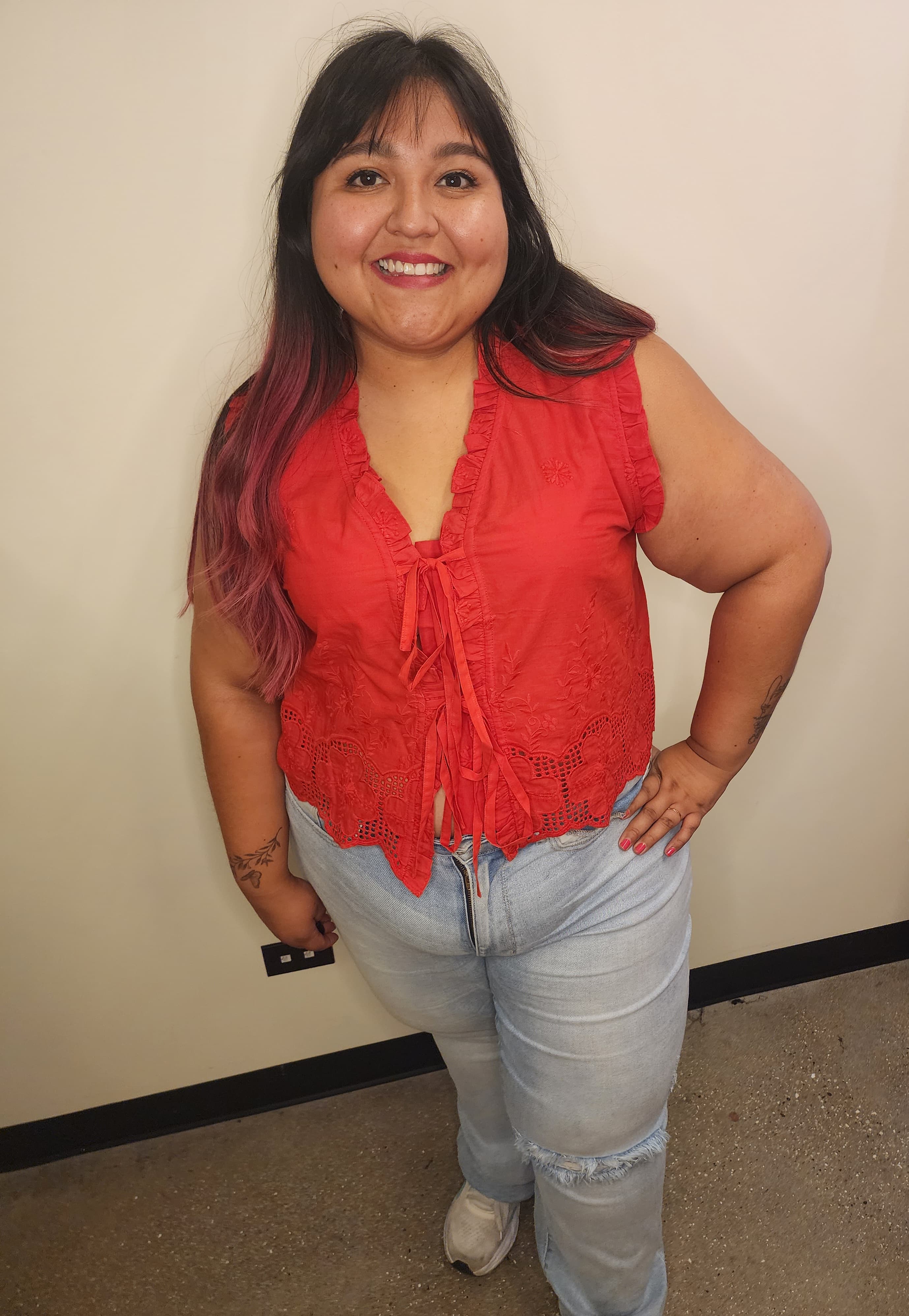 Ruffle Front Tie Top