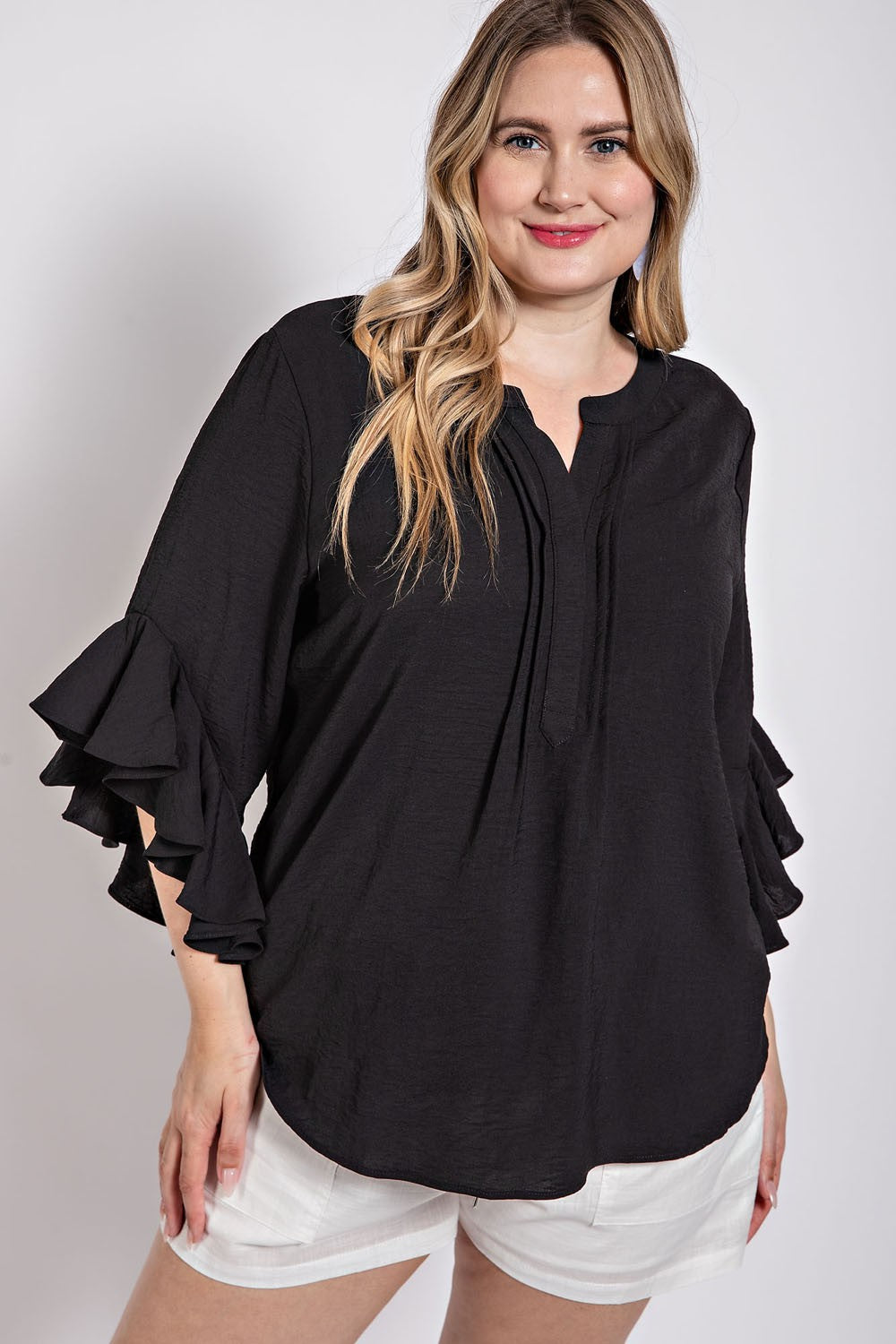 Ruffled Bell Sleeve Blouse