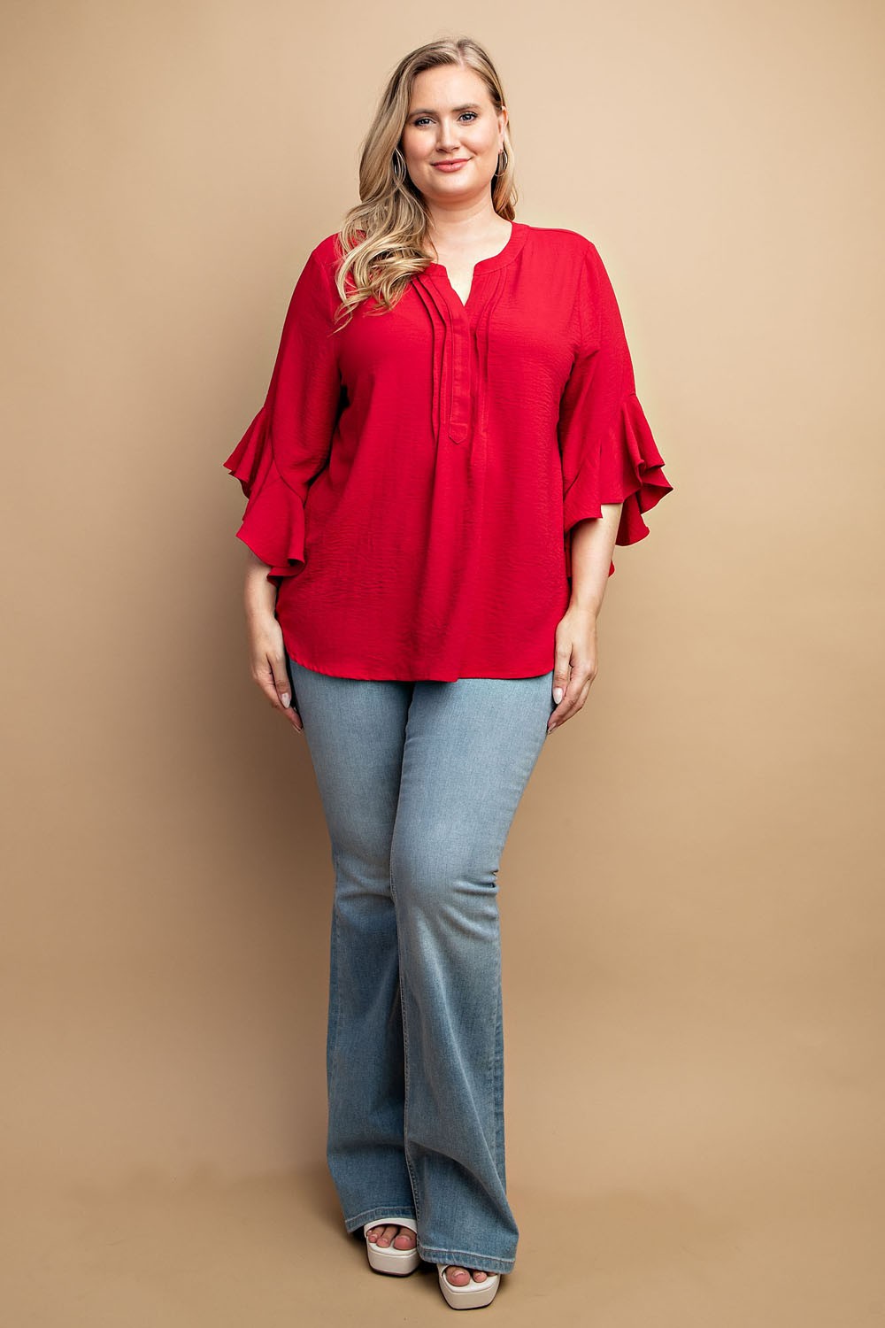 Ruffled Bell Sleeve Blouse
