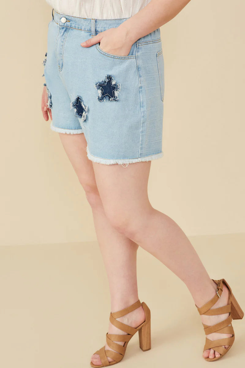 Star Patch Denim Shorts