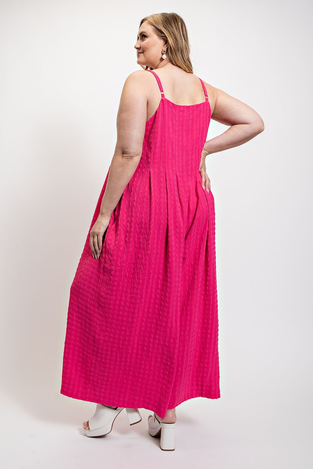 Texture Woven Sleeveless Jumpsuit