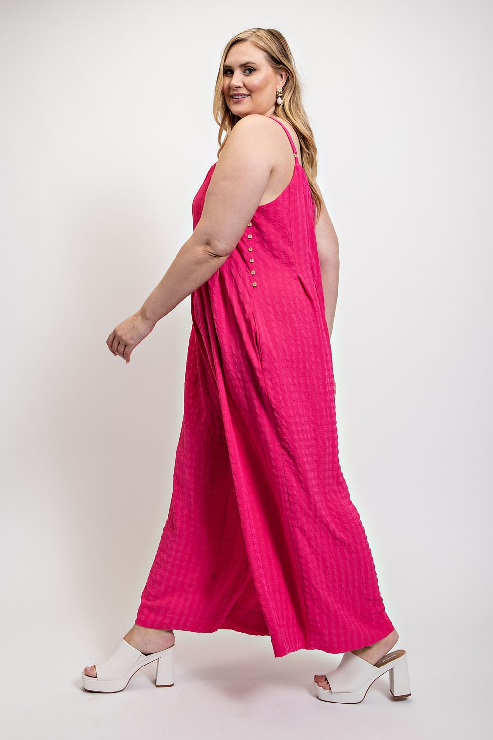 Texture Woven Sleeveless Jumpsuit