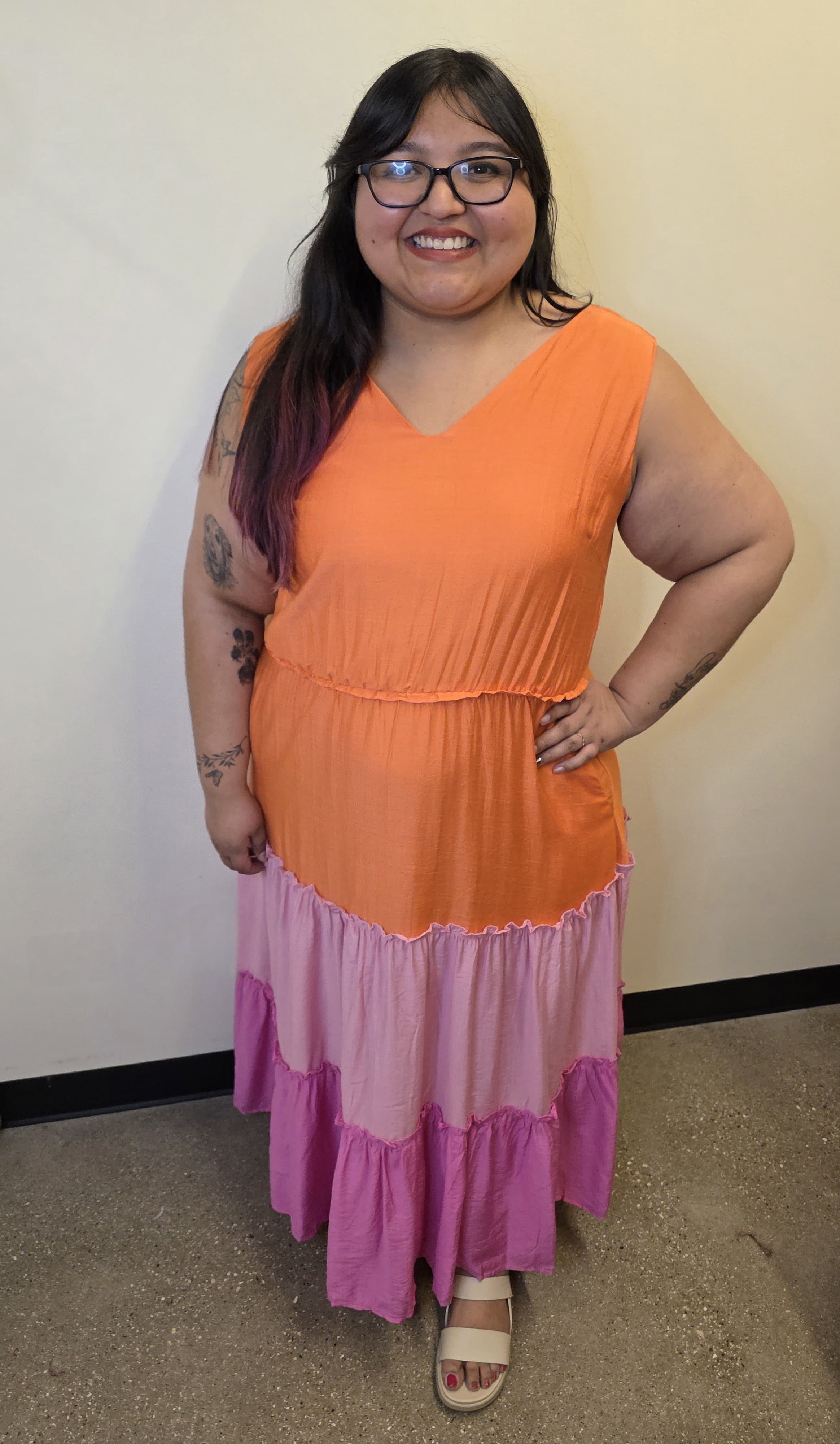 Tiered Color Block Dress